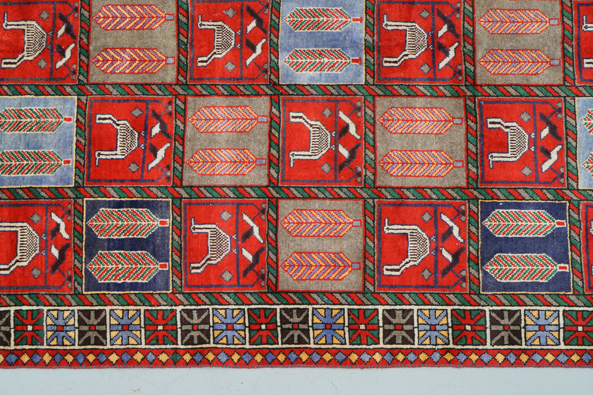 Hand-Knotted Inscribed Garden Panel Wool Area Rug