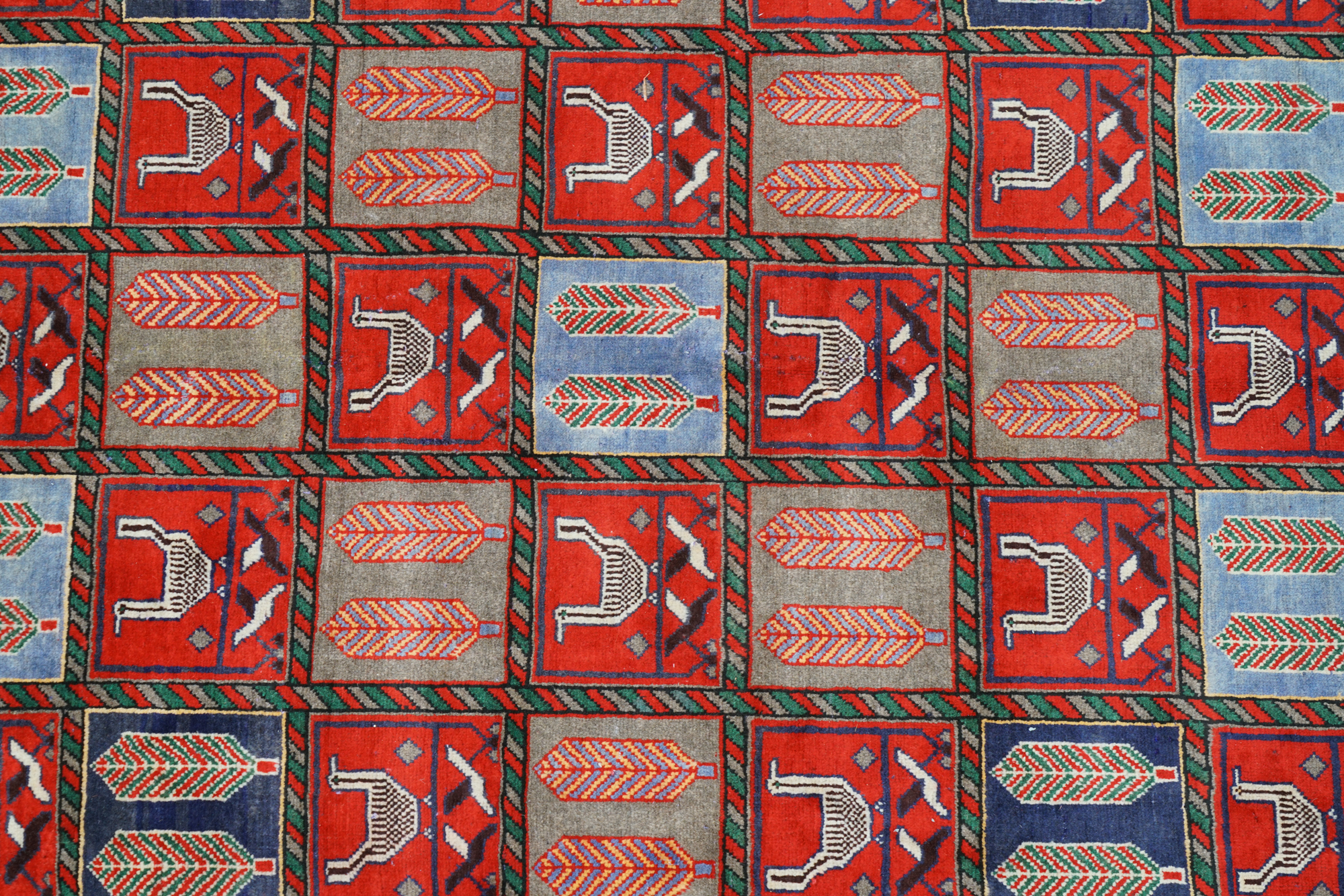 Hand-Knotted Inscribed Garden Panel Wool Area Rug