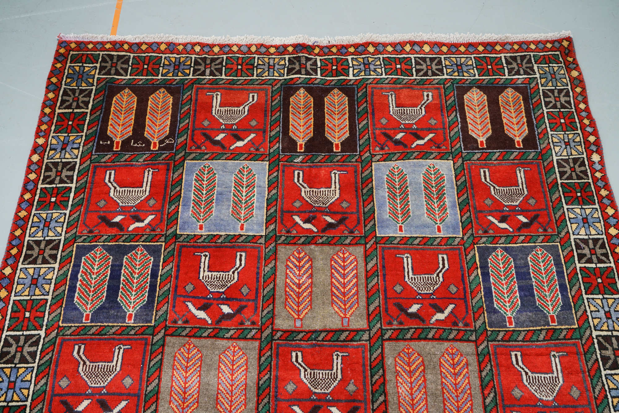 Hand-Knotted Inscribed Garden Panel Wool Area Rug