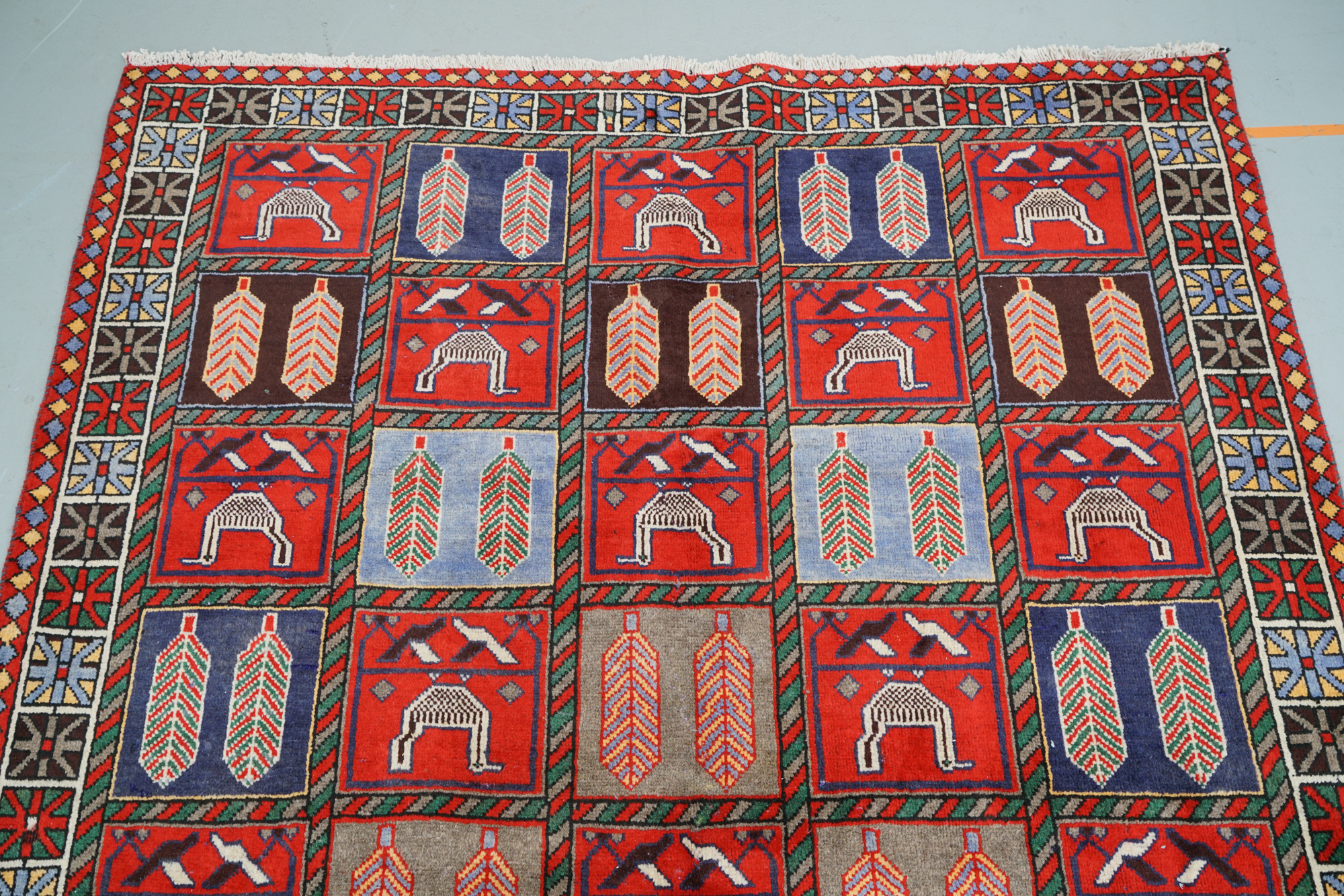 Hand-Knotted Inscribed Garden Panel Wool Area Rug