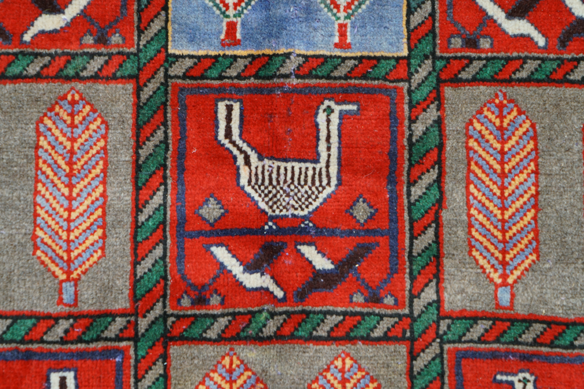 Hand-Knotted Inscribed Garden Panel Wool Area Rug