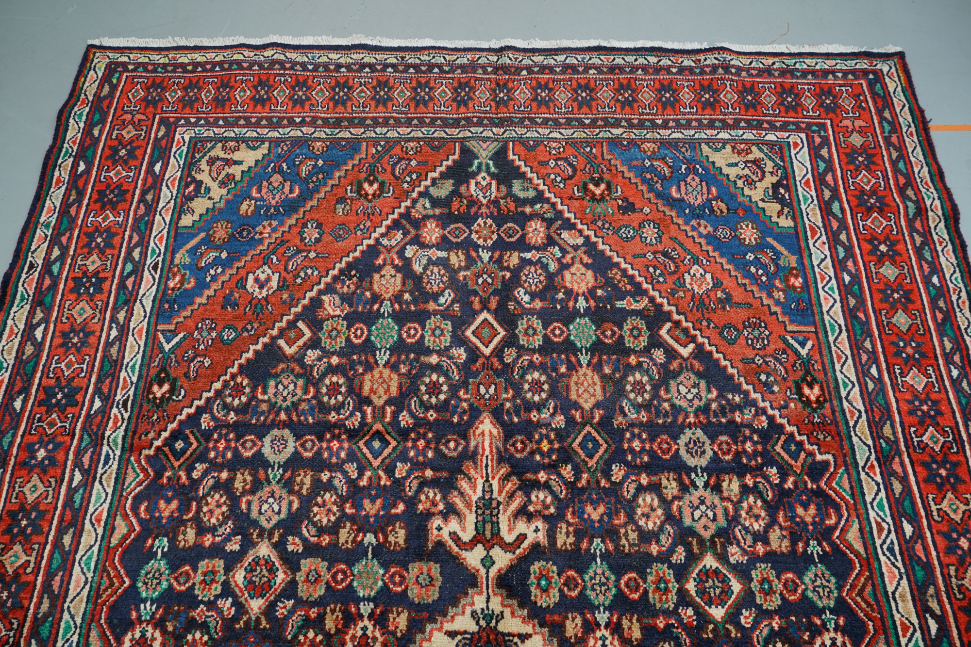 Hand-Knotted Persian Hamadan Wool Area Rug