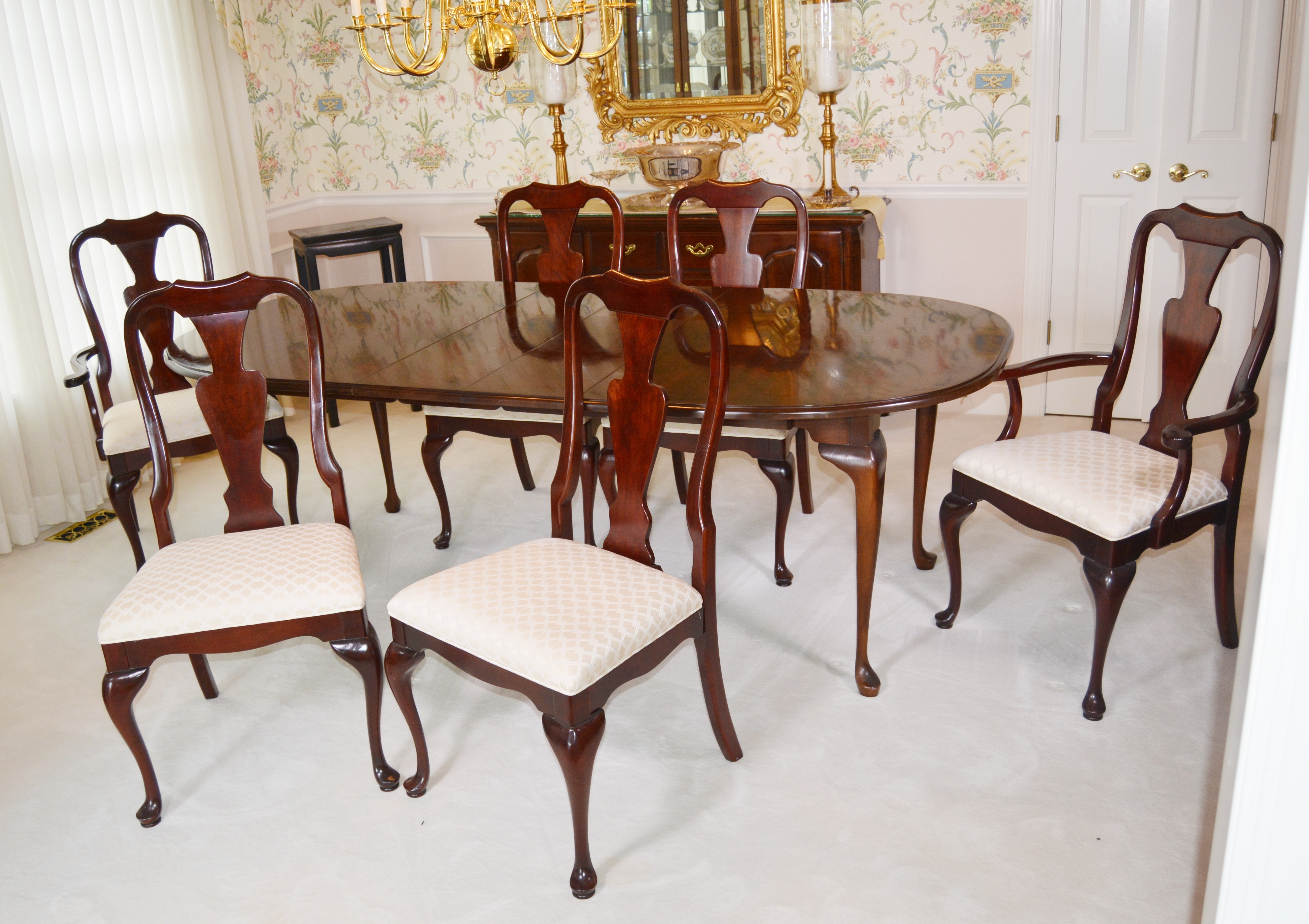 Queen Anne Style Dining Table and Chairs by Pennsylvania Classics, Inc.