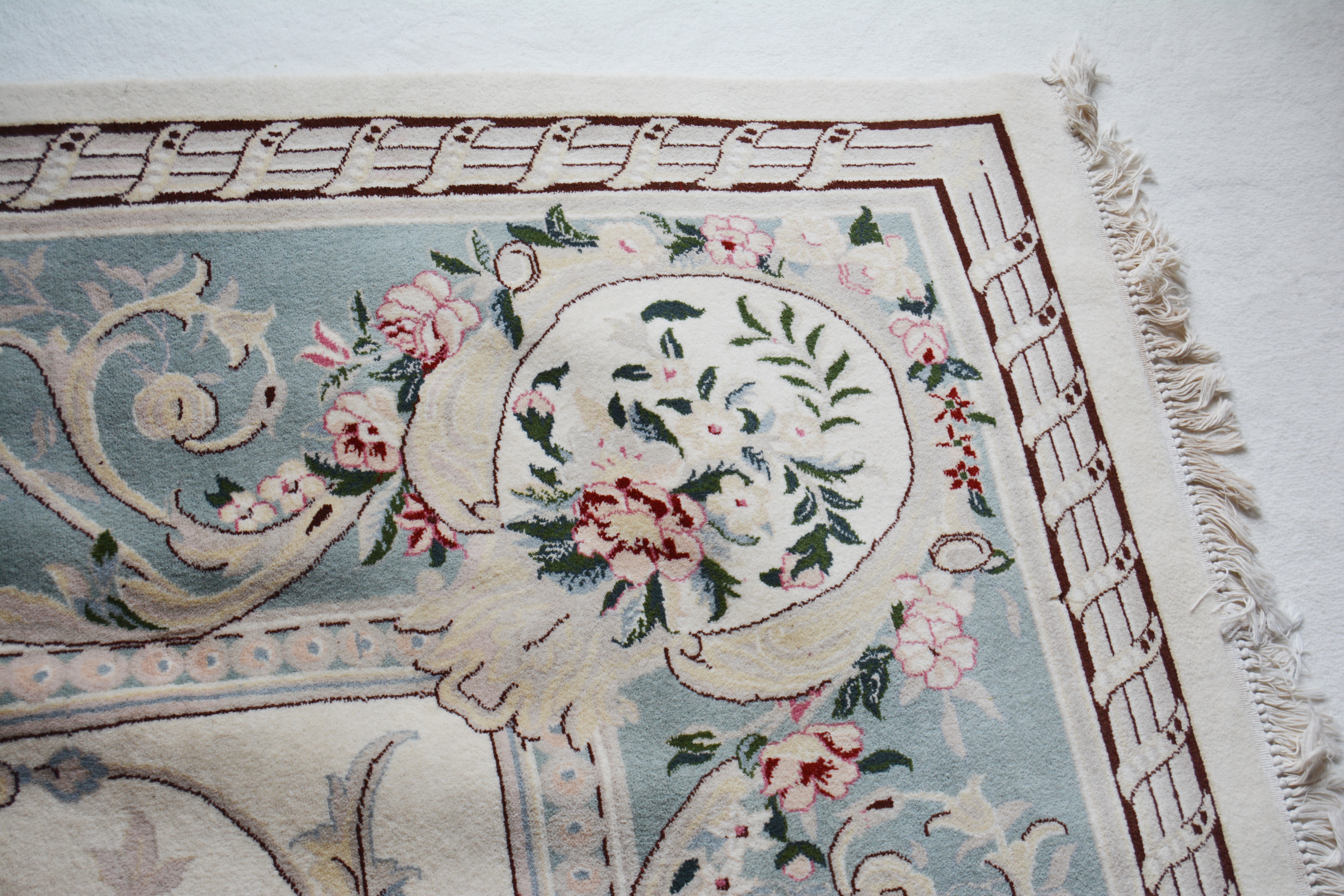 Finely Hand-Knotted Signed Aubusson Inspired Wool Area Rug