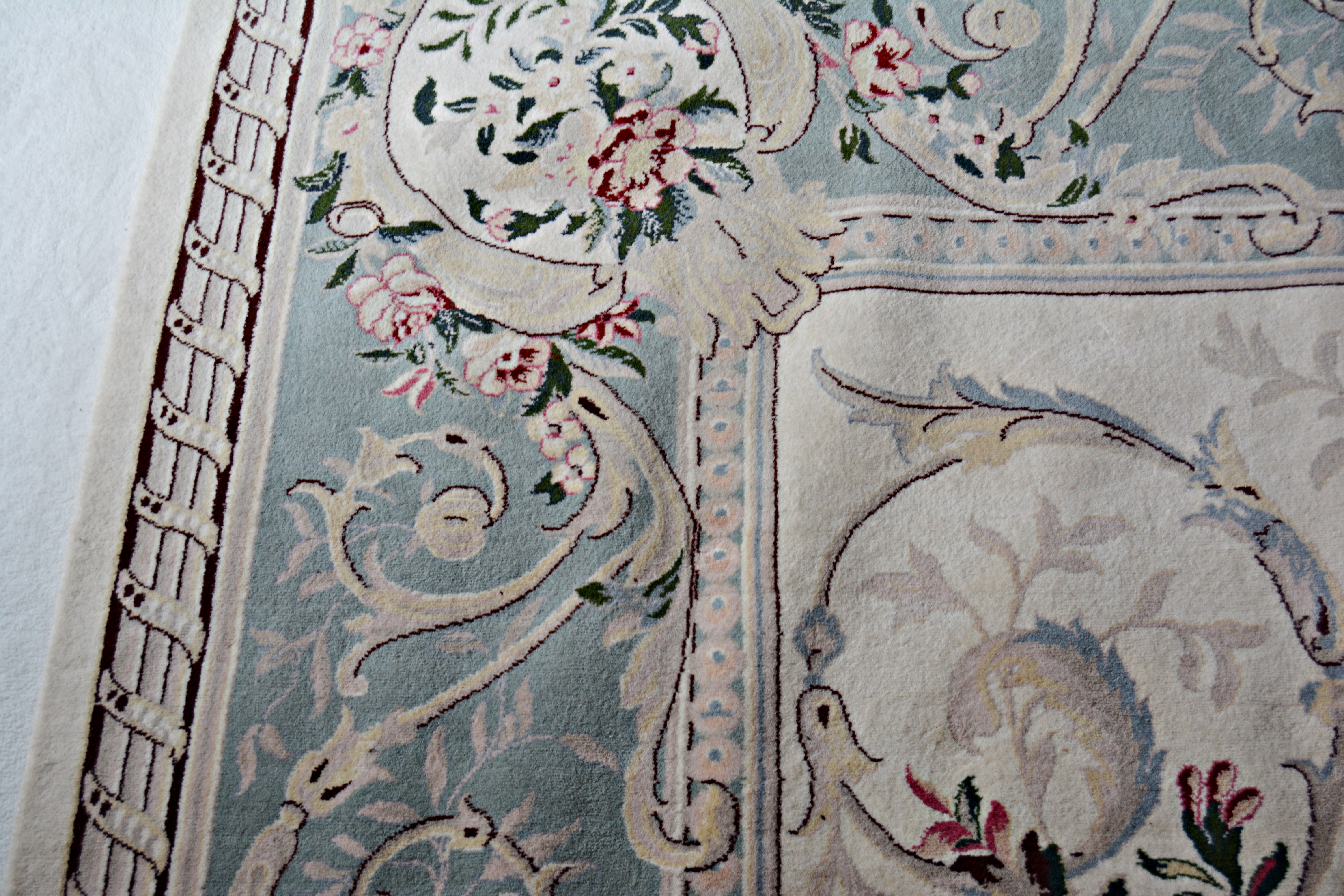 Finely Hand-Knotted Signed Aubusson Inspired Wool Area Rug