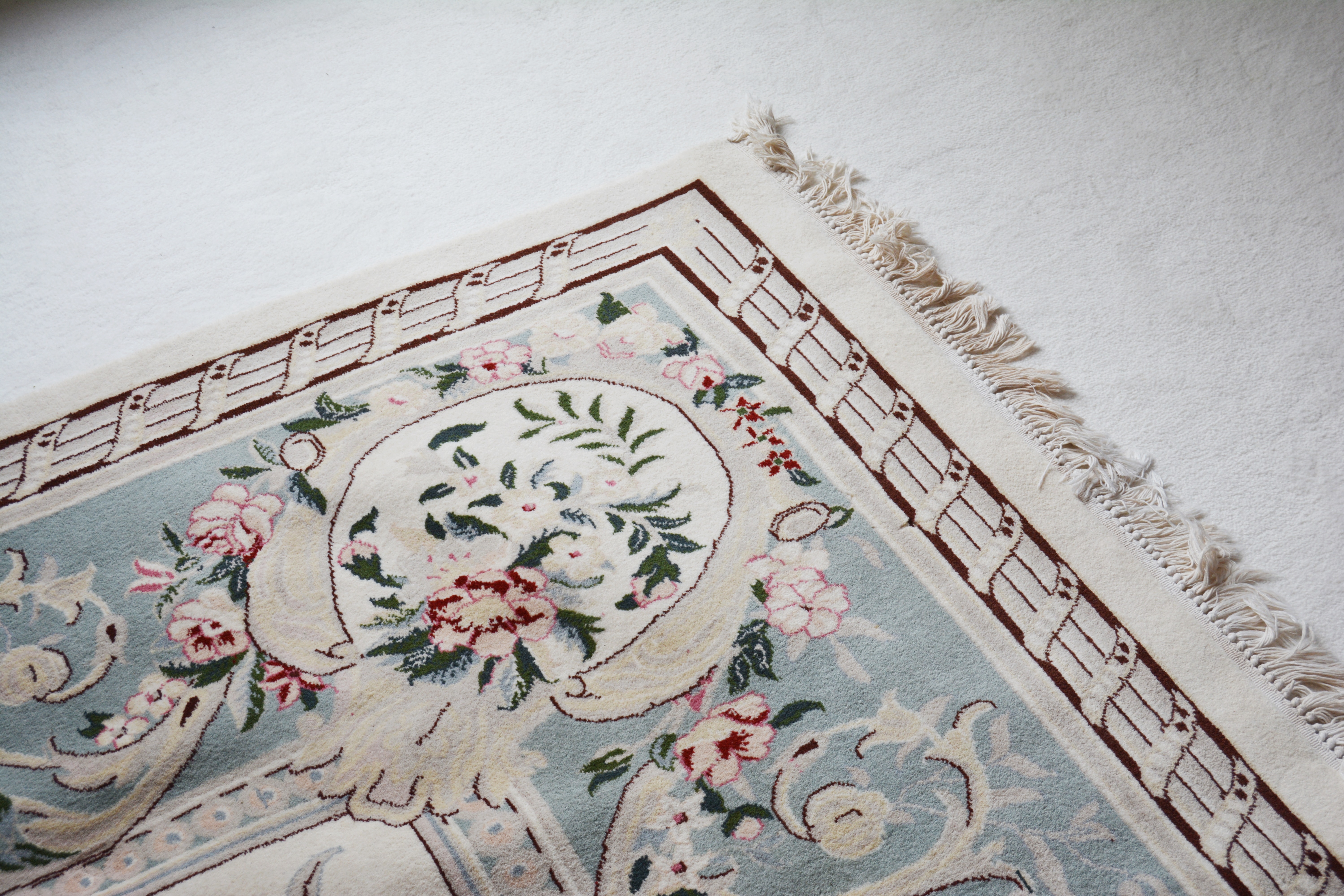 Finely Hand-Knotted Signed Aubusson Inspired Wool Area Rug