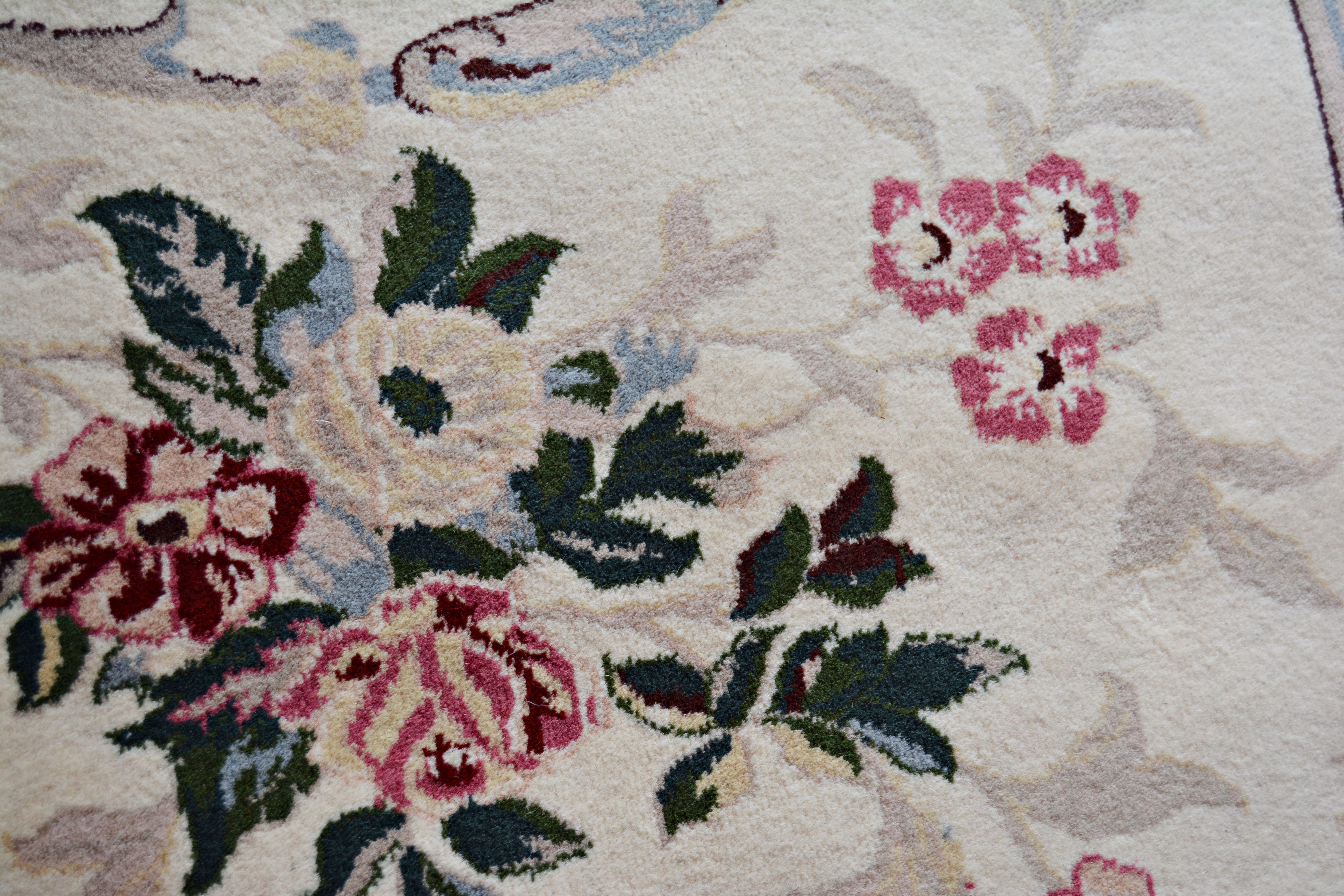 Finely Hand-Knotted Signed Aubusson Inspired Wool Area Rug