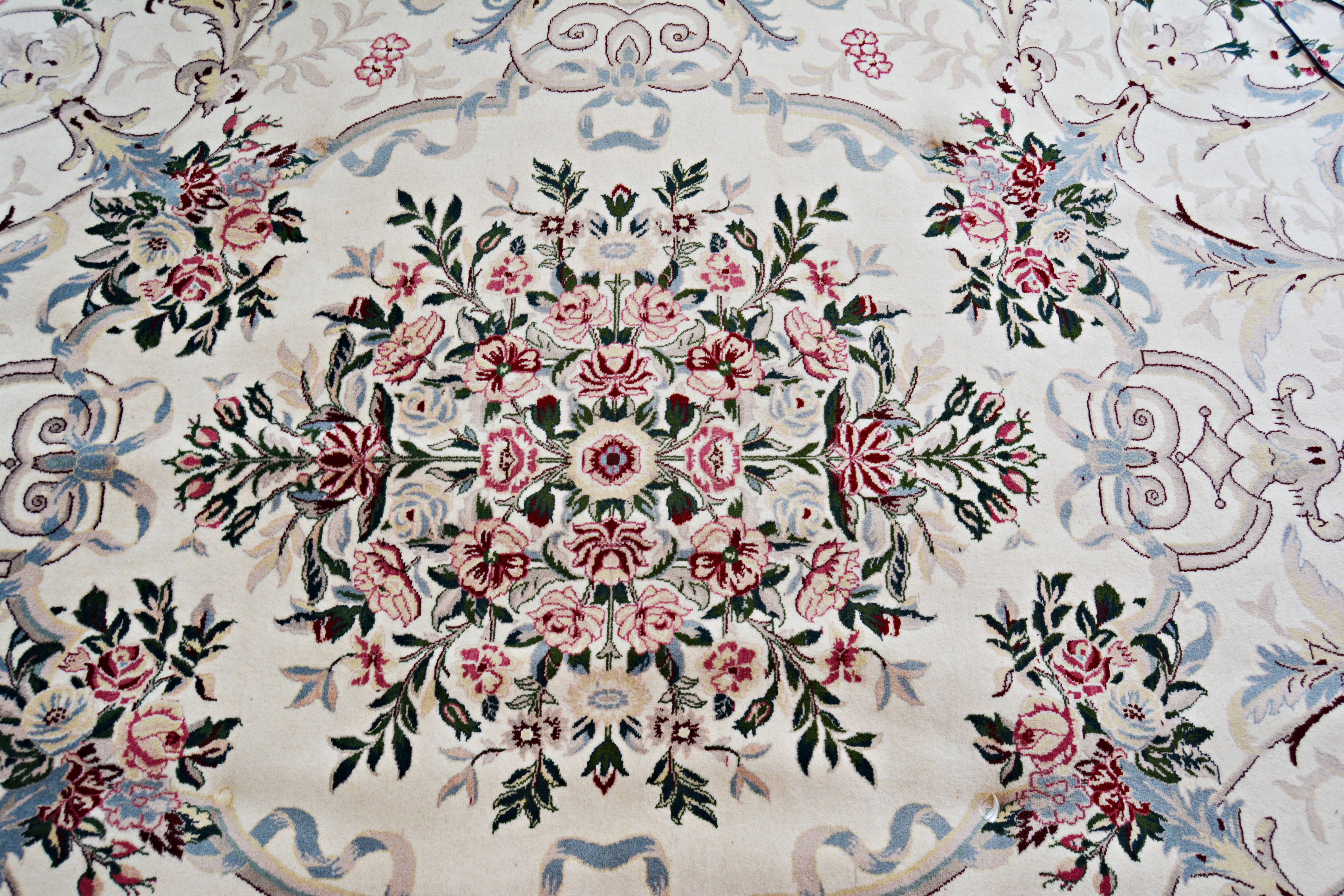 Finely Hand-Knotted Signed Aubusson Inspired Wool Area Rug