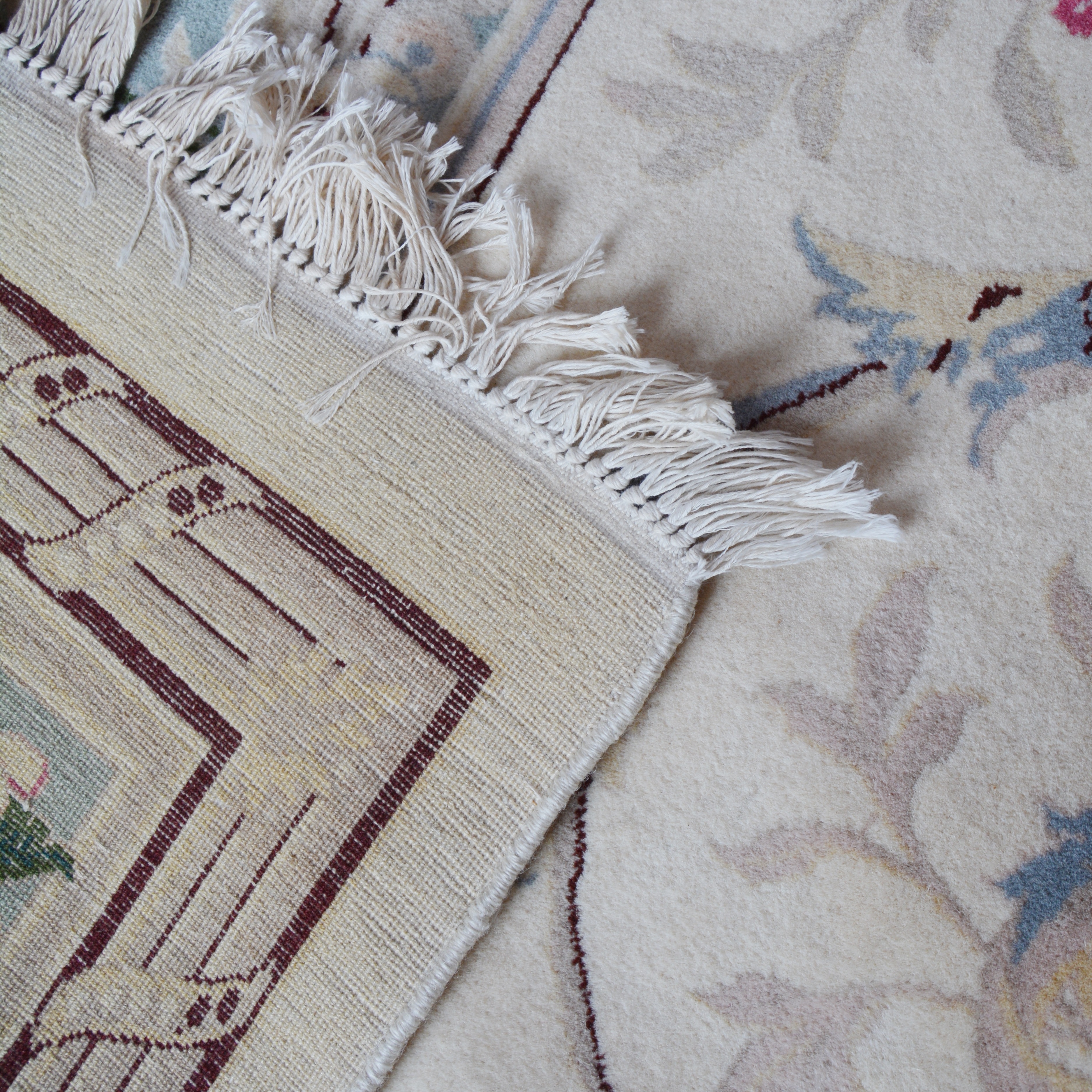 Finely Hand-Knotted Signed Aubusson Inspired Wool Area Rug