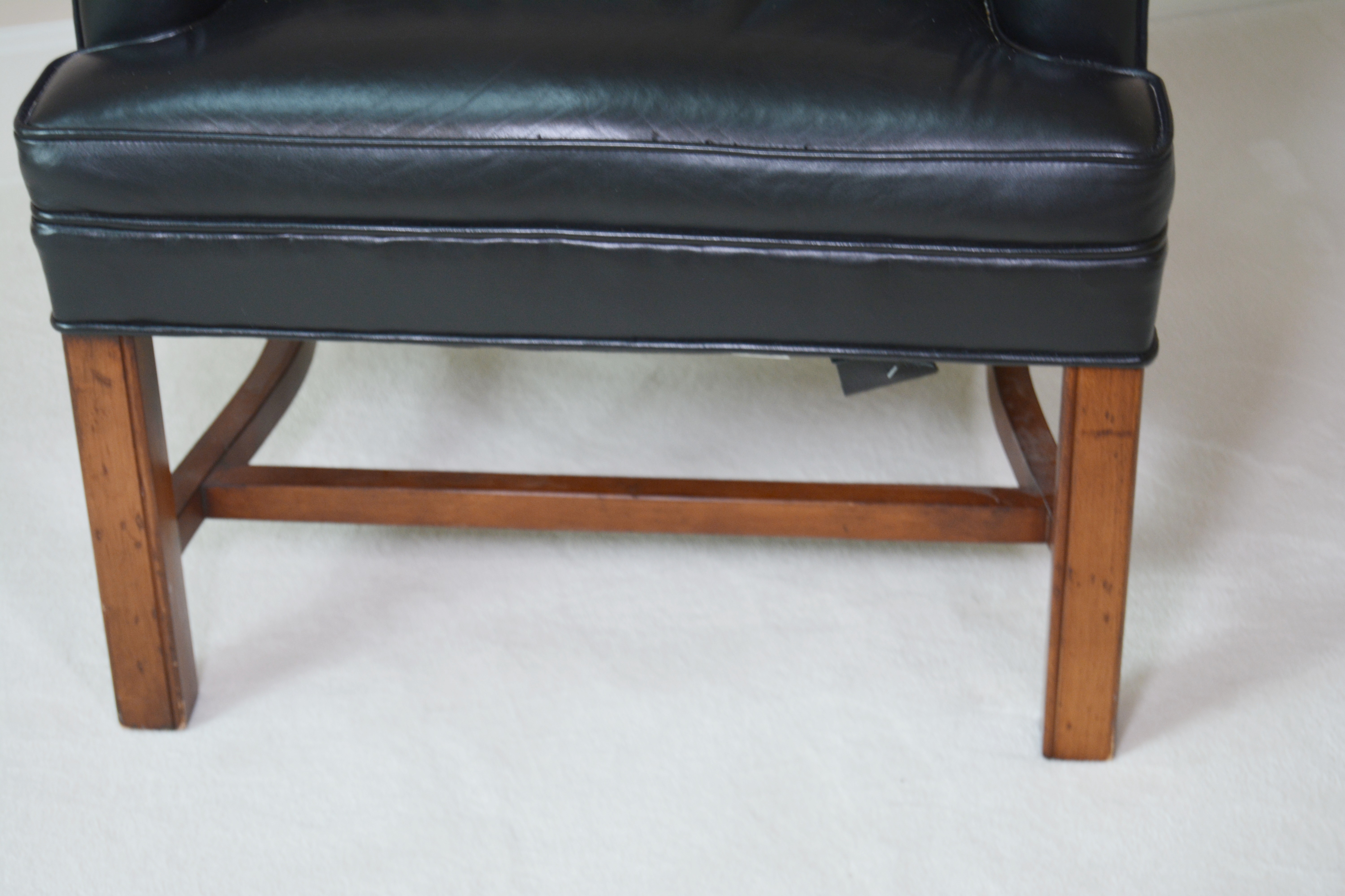 Black Leather Petite Wing Chair by Ferguson Copeland, Ltd.