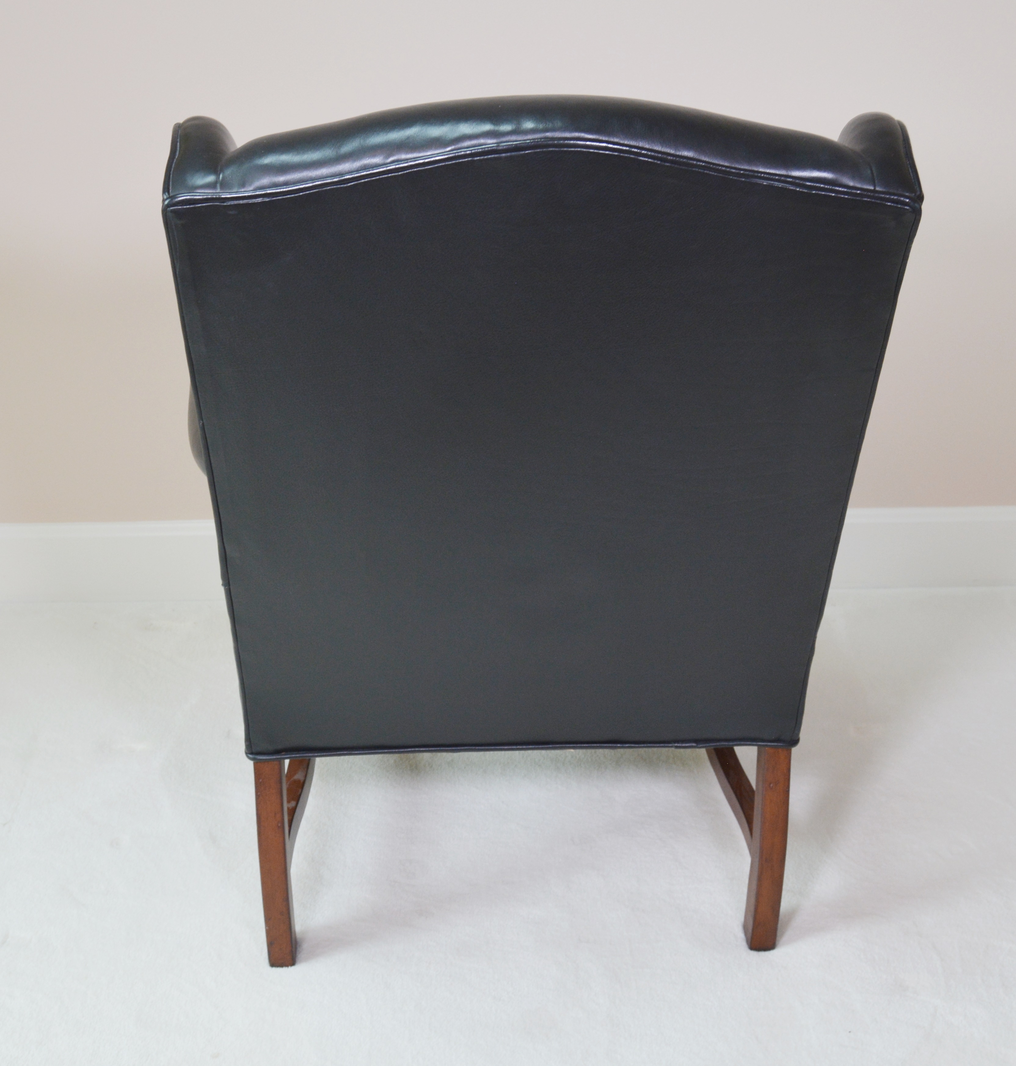 Black Leather Petite Wing Chair by Ferguson Copeland, Ltd.