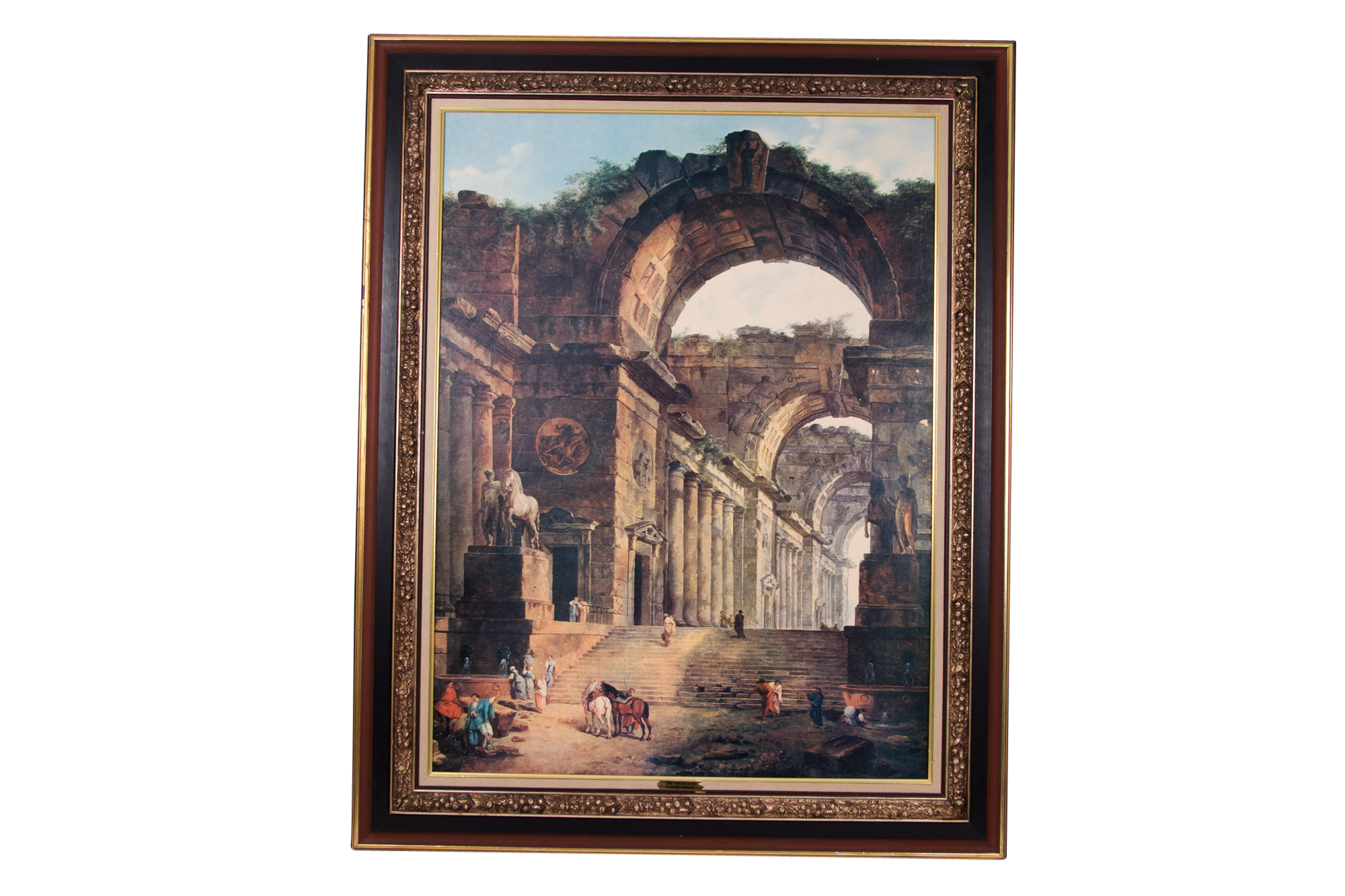 Offset Lithographic Reproduction on Canvas after Hubert Robert "The Fountains"