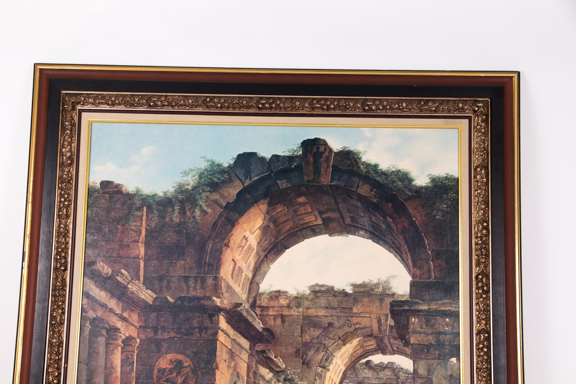 Offset Lithographic Reproduction on Canvas after Hubert Robert "The Fountains"