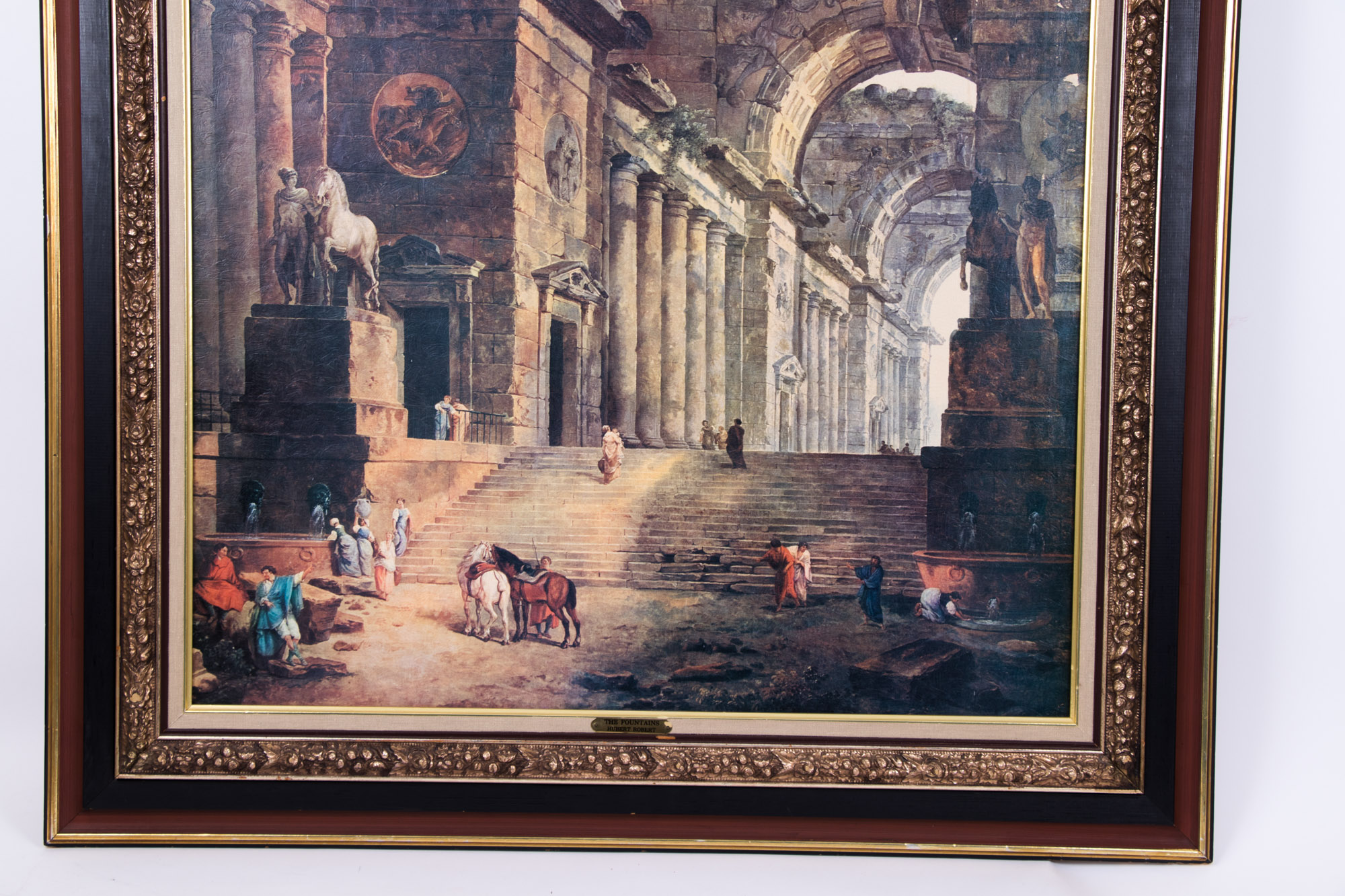 Offset Lithographic Reproduction on Canvas after Hubert Robert "The Fountains"
