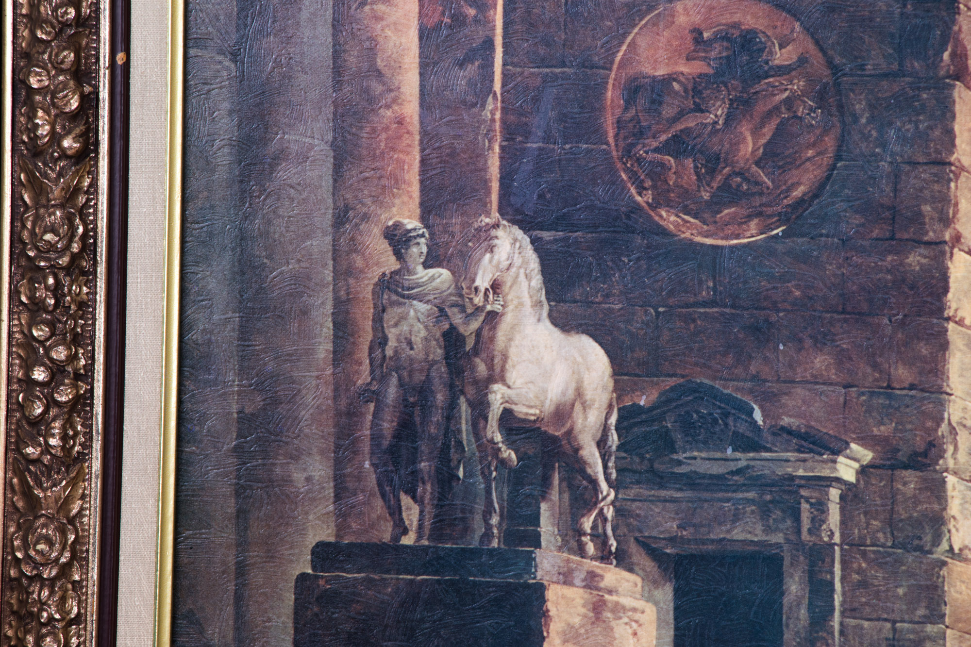 Offset Lithographic Reproduction on Canvas after Hubert Robert "The Fountains"