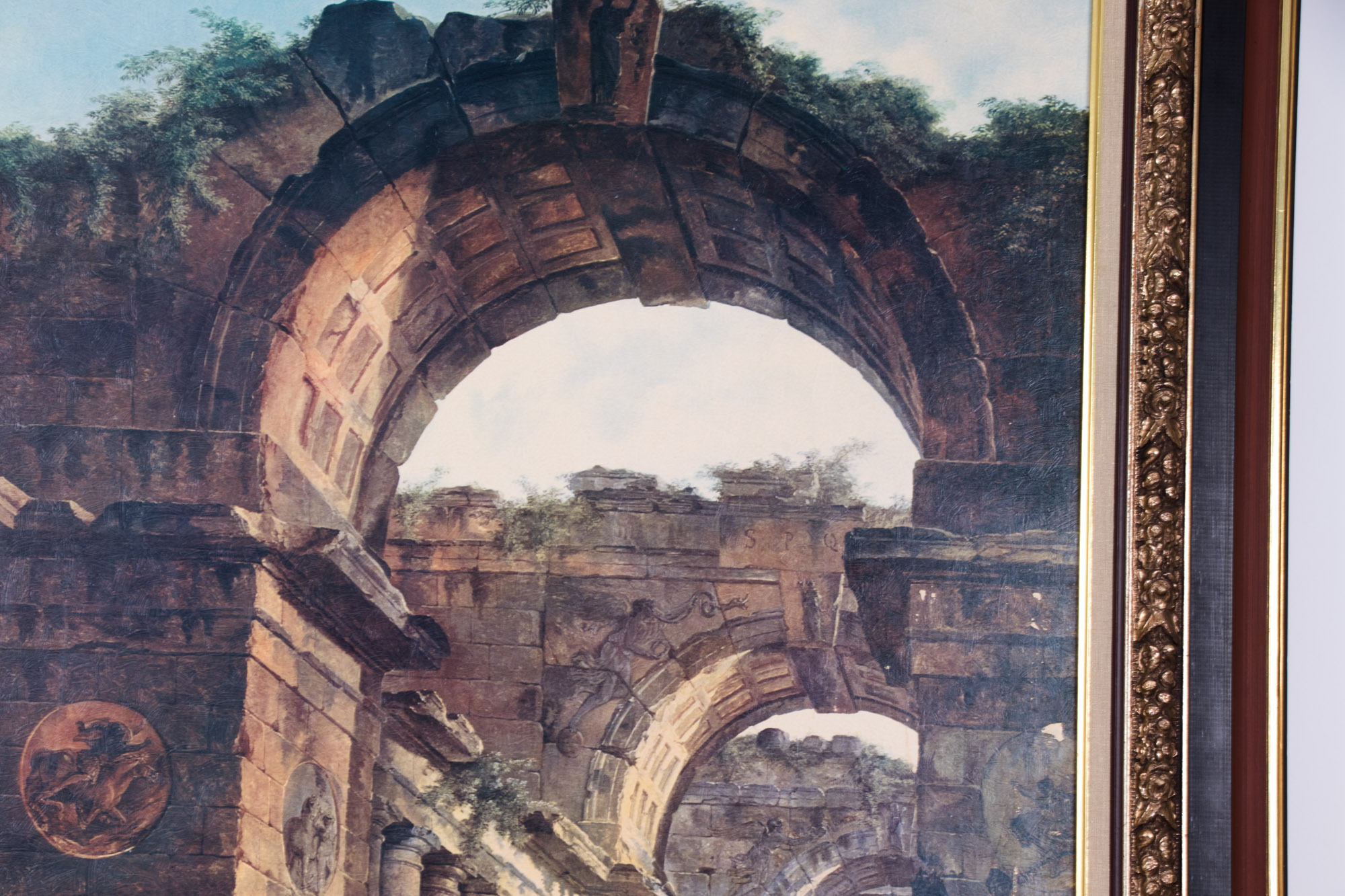 Offset Lithographic Reproduction on Canvas after Hubert Robert "The Fountains"