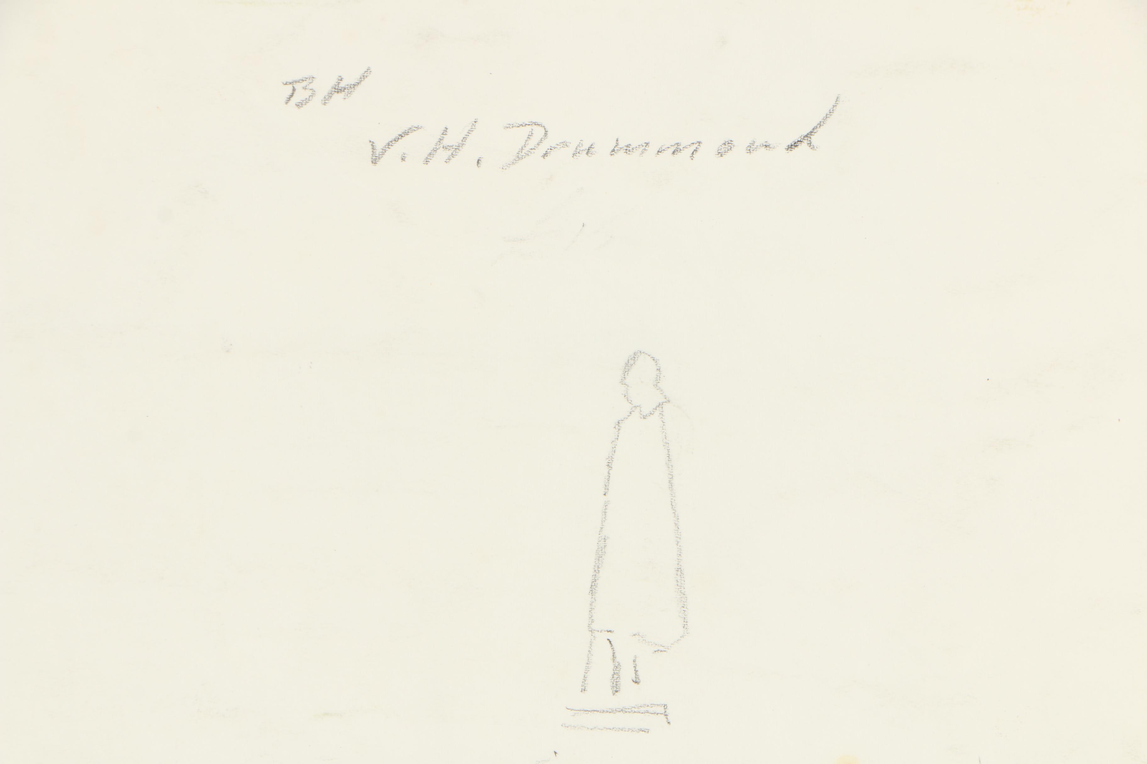 Violet Hilda Drummond Ink and Watercolor Painting "Grosvenor Square, London"