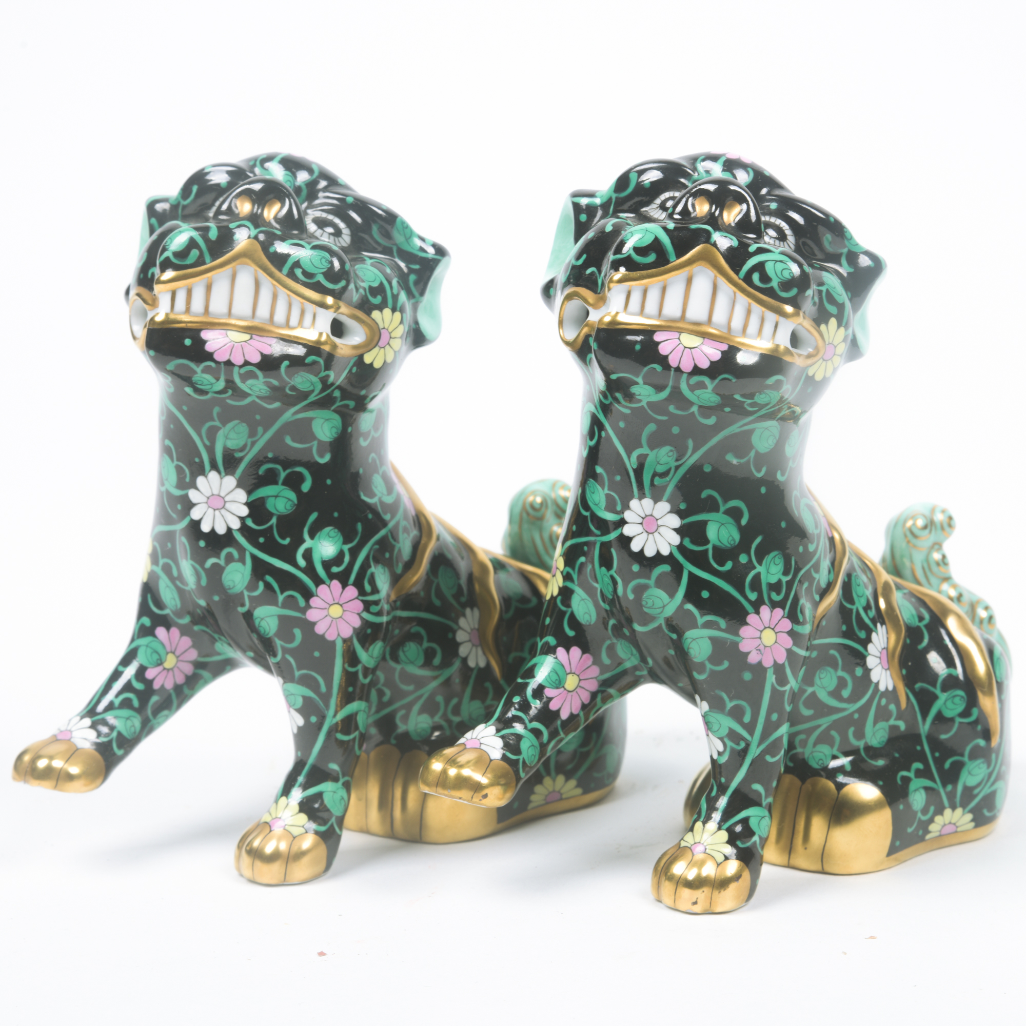 Herend Hungary Hand-Painted Guardian Lion Figurines