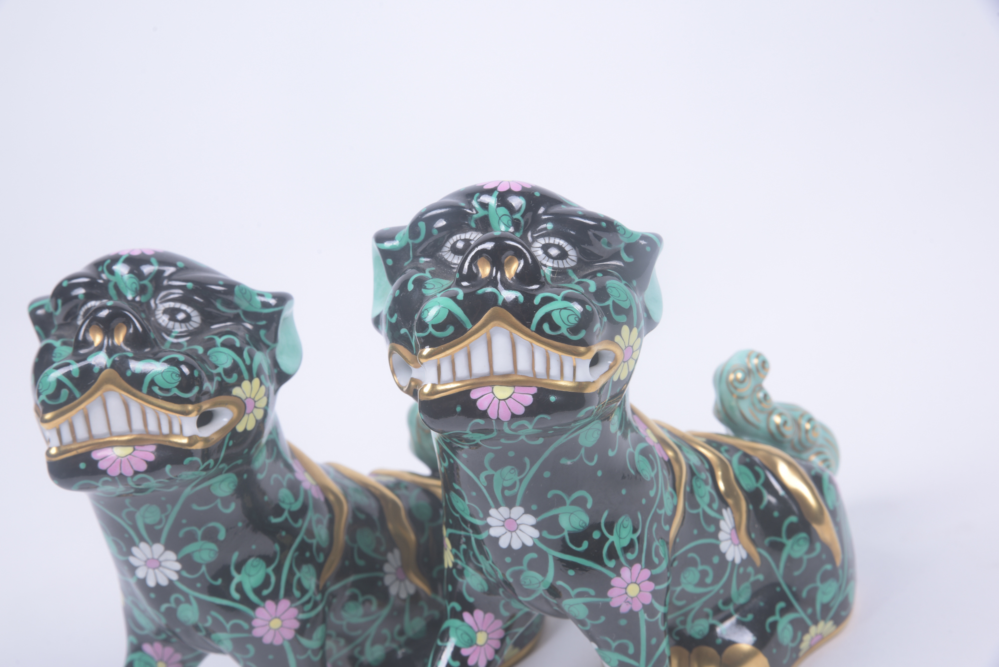 Herend Hungary Hand-Painted Guardian Lion Figurines