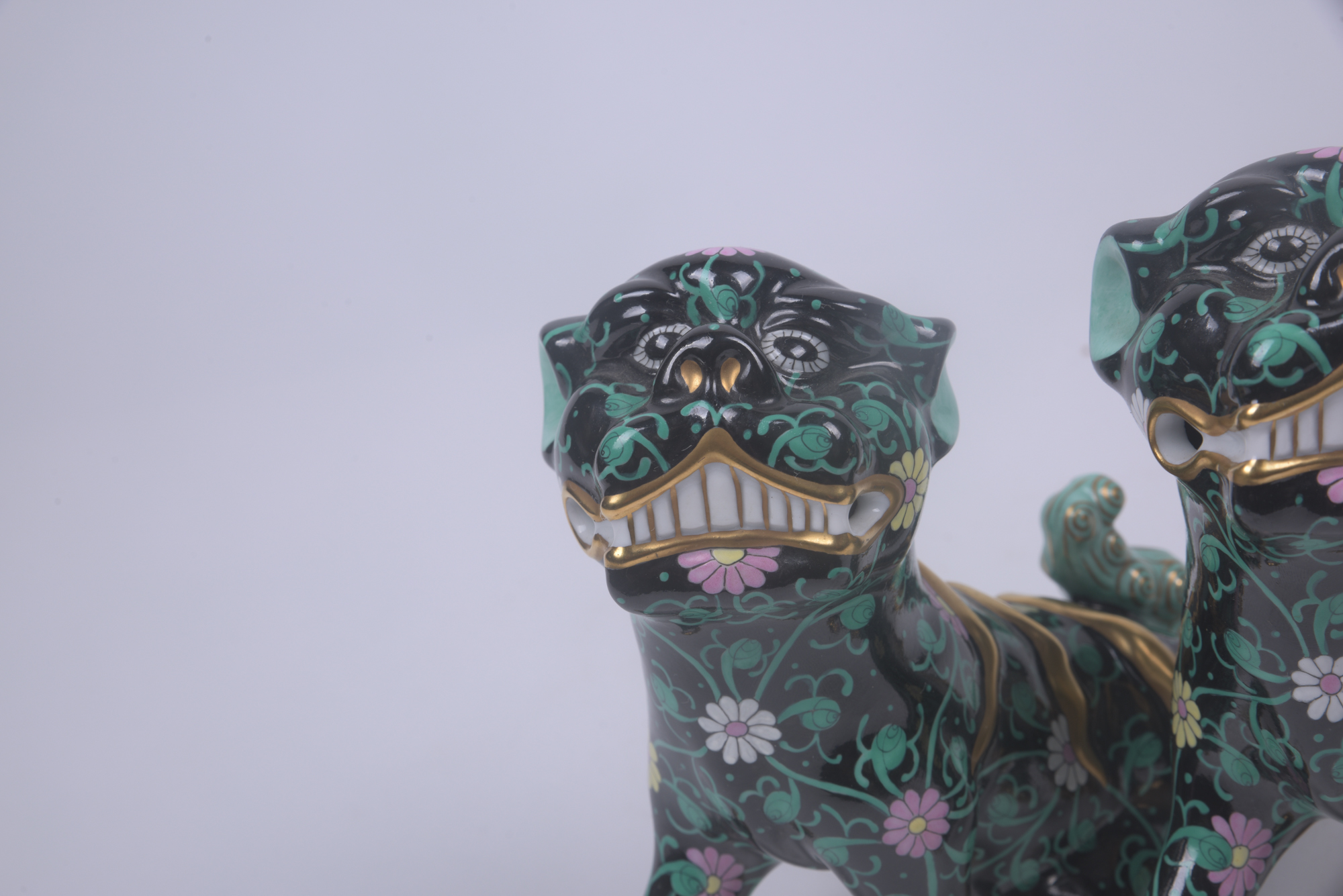 Herend Hungary Hand-Painted Guardian Lion Figurines