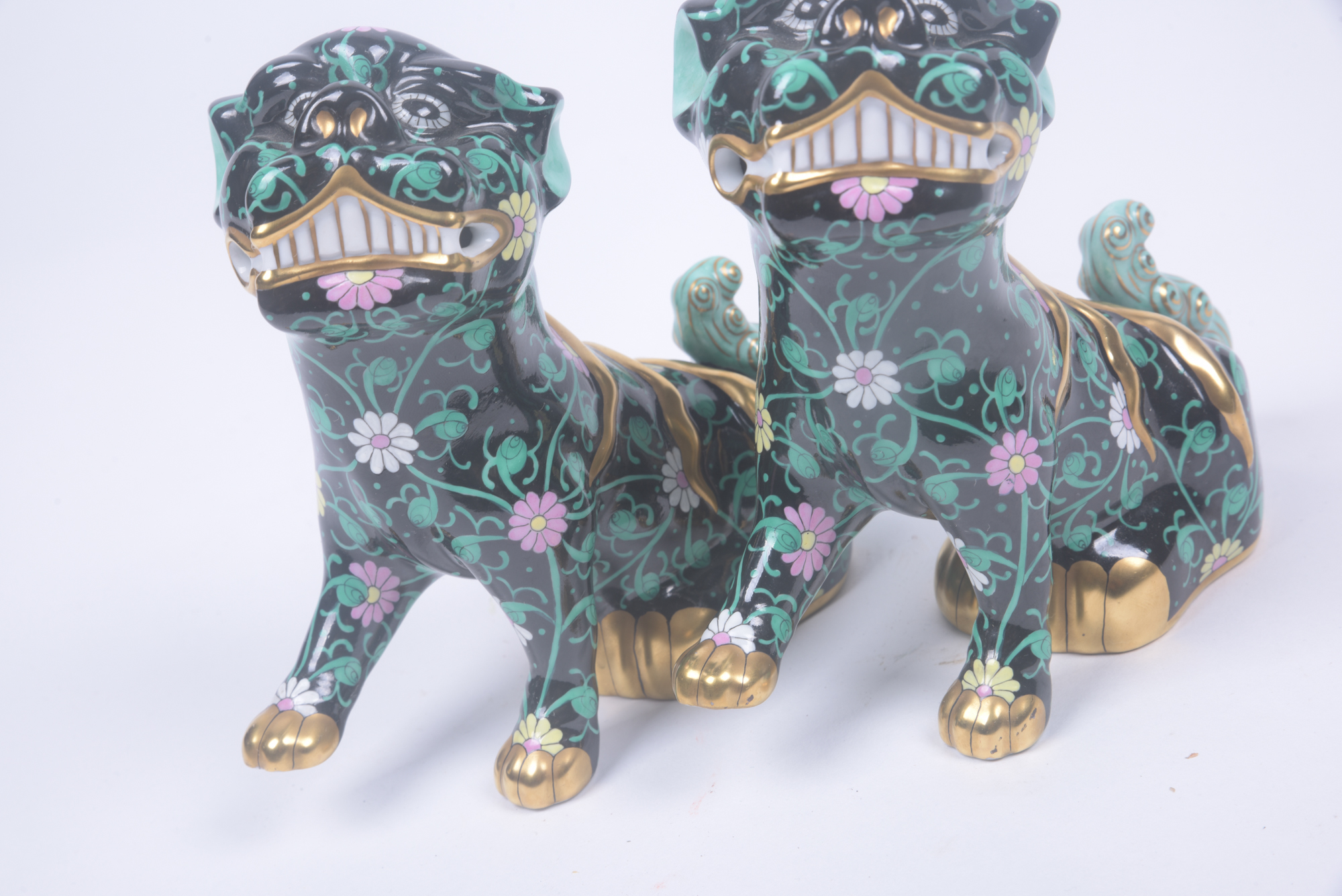 Herend Hungary Hand-Painted Guardian Lion Figurines