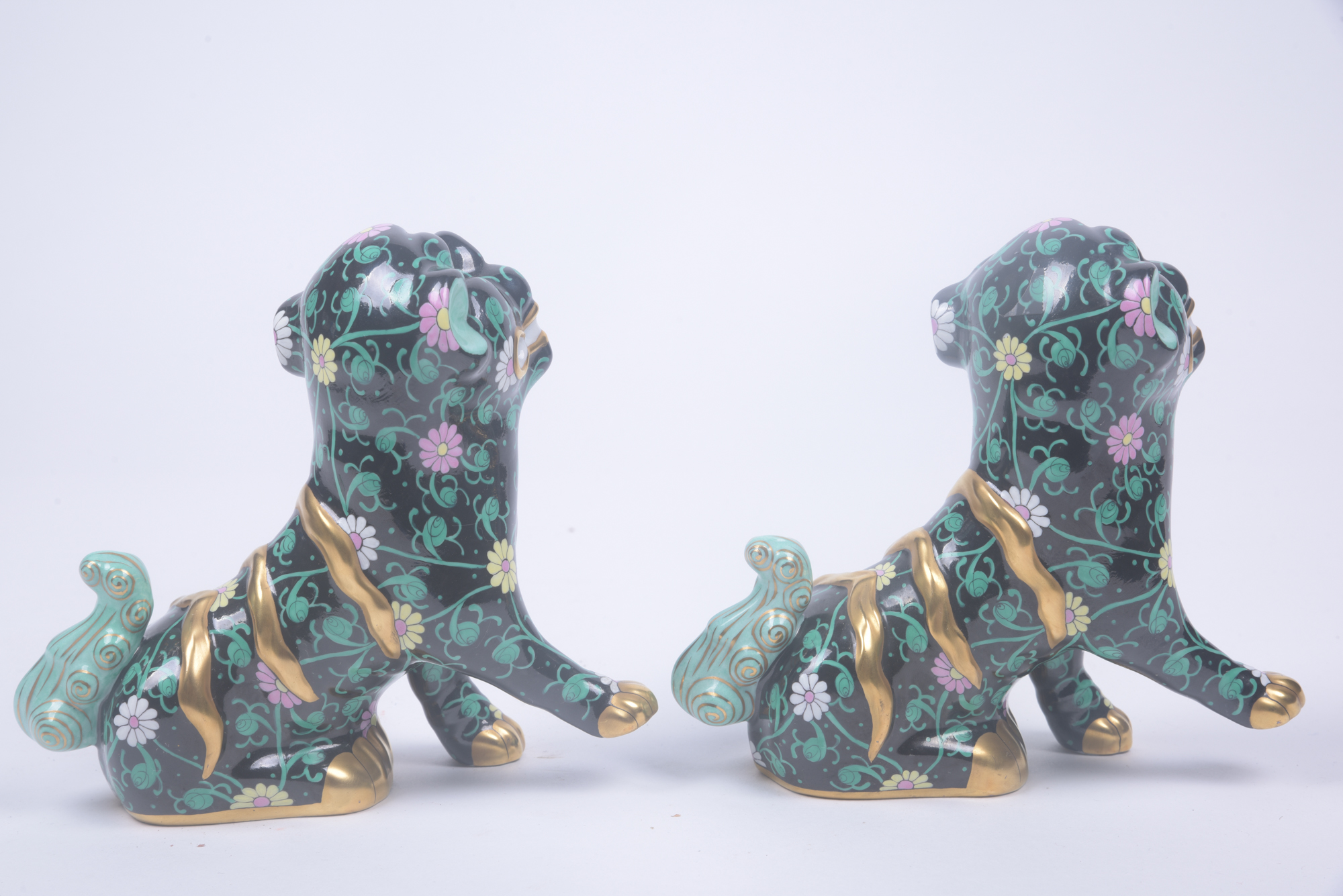 Herend Hungary Hand-Painted Guardian Lion Figurines