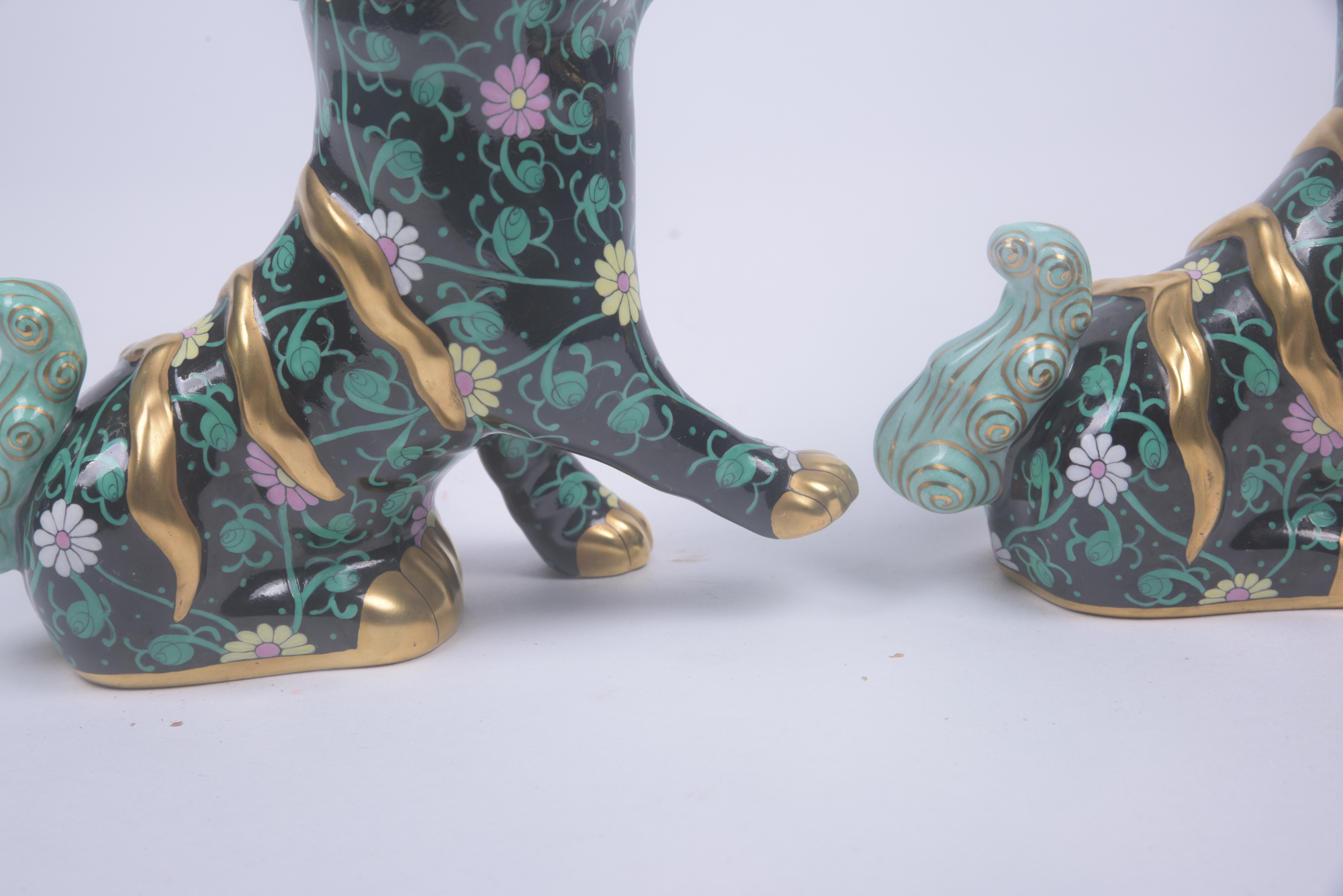 Herend Hungary Hand-Painted Guardian Lion Figurines