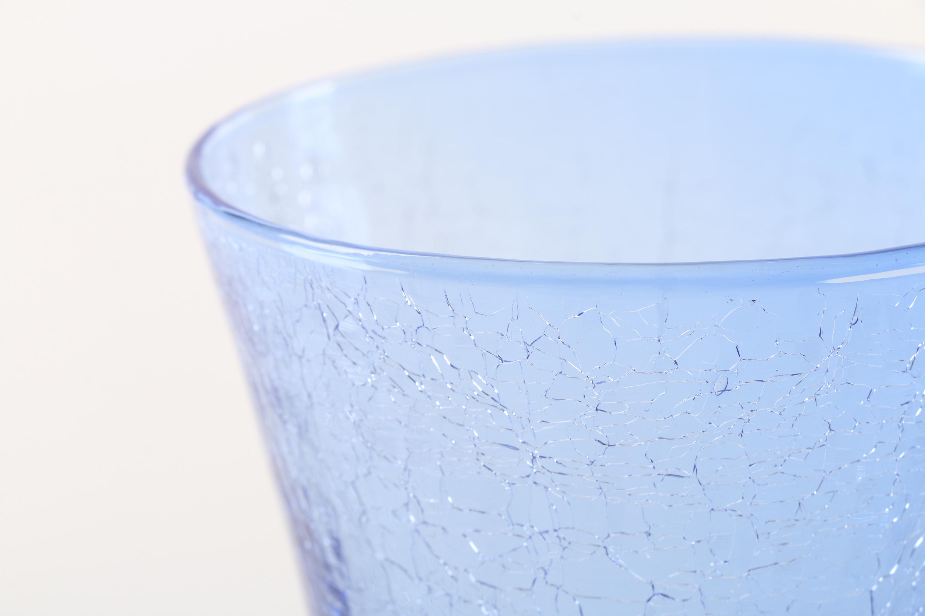 Blue Crackle Glass Wine Goblets