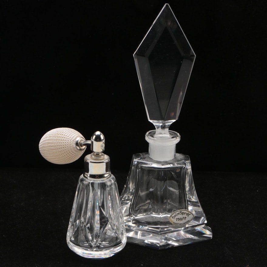 Waterford Crystal Perfume Bottle with Atomizer and Holmspray Perfume Bottle