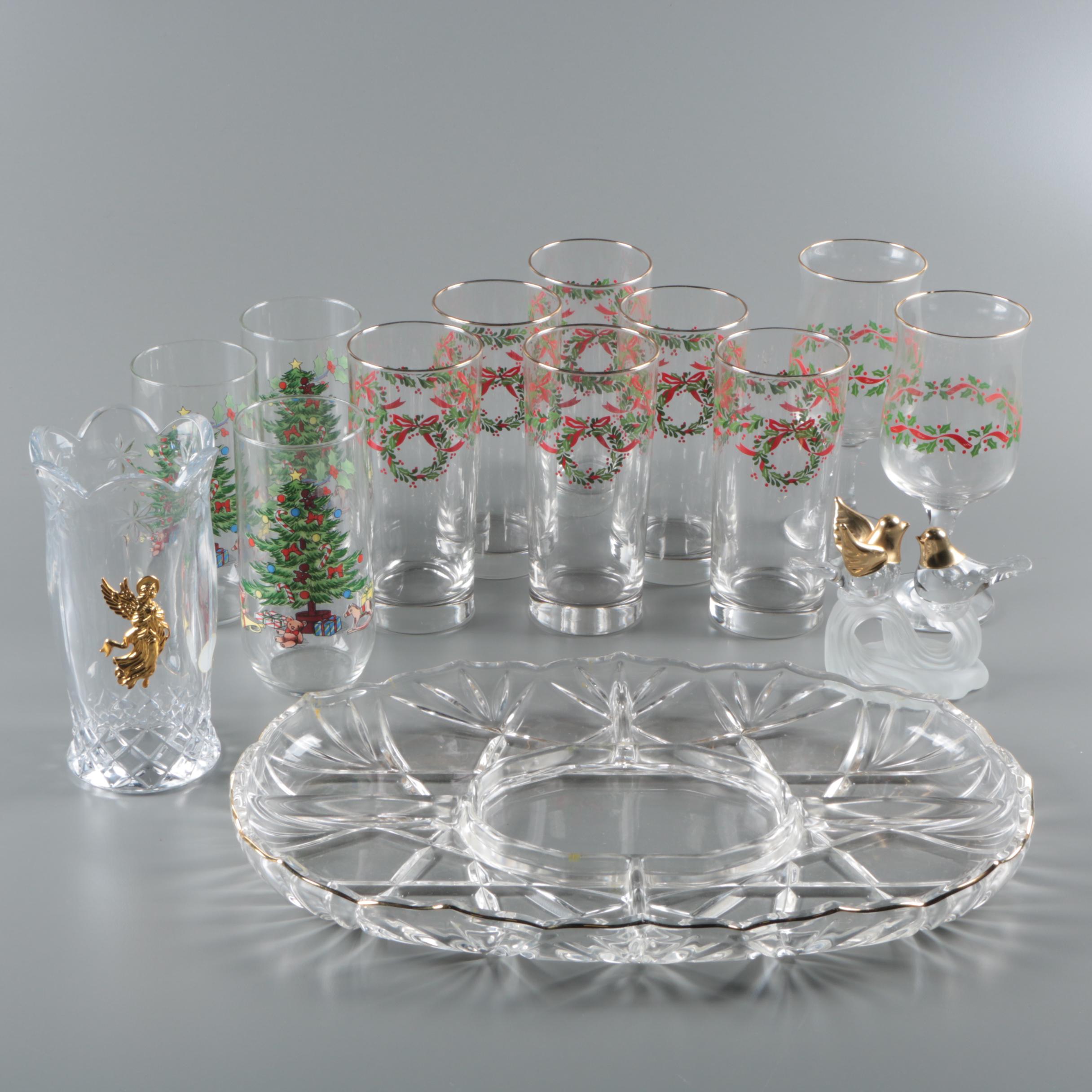 Holiday Motif Tumblers with Bohemian Figural Angelic Hurricane Shade