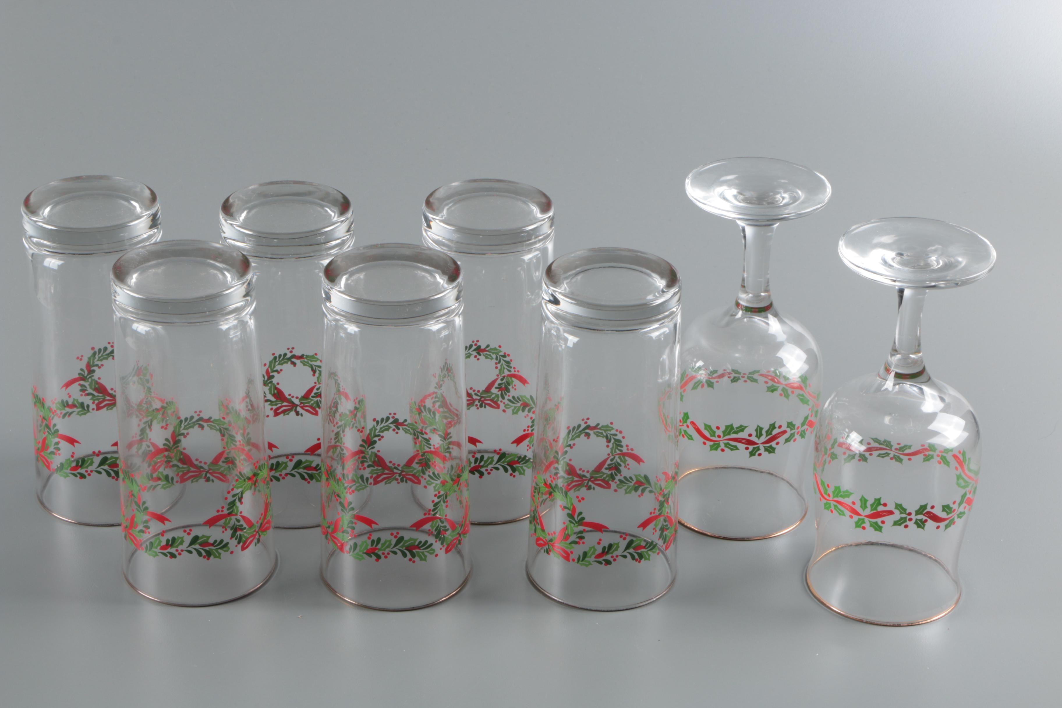 Holiday Motif Tumblers with Bohemian Figural Angelic Hurricane Shade