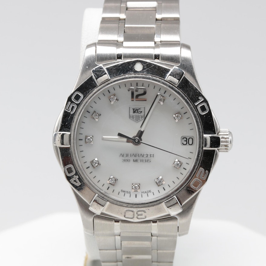 TAG Heuer Aquaracer Stainless Steel Diamond and Mother of Pearl Wristwatch