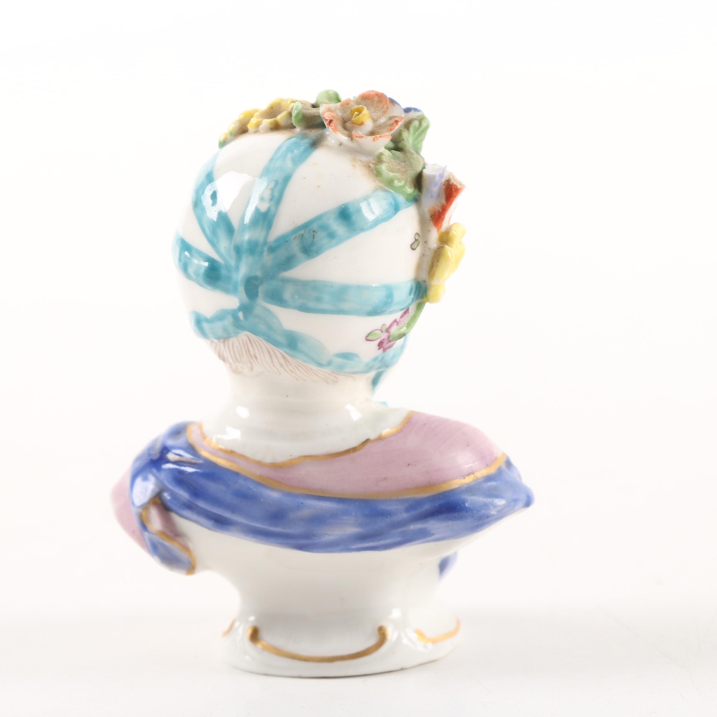 Vintage Russian Gzhel and Kewpie Style Ceramic Figurines