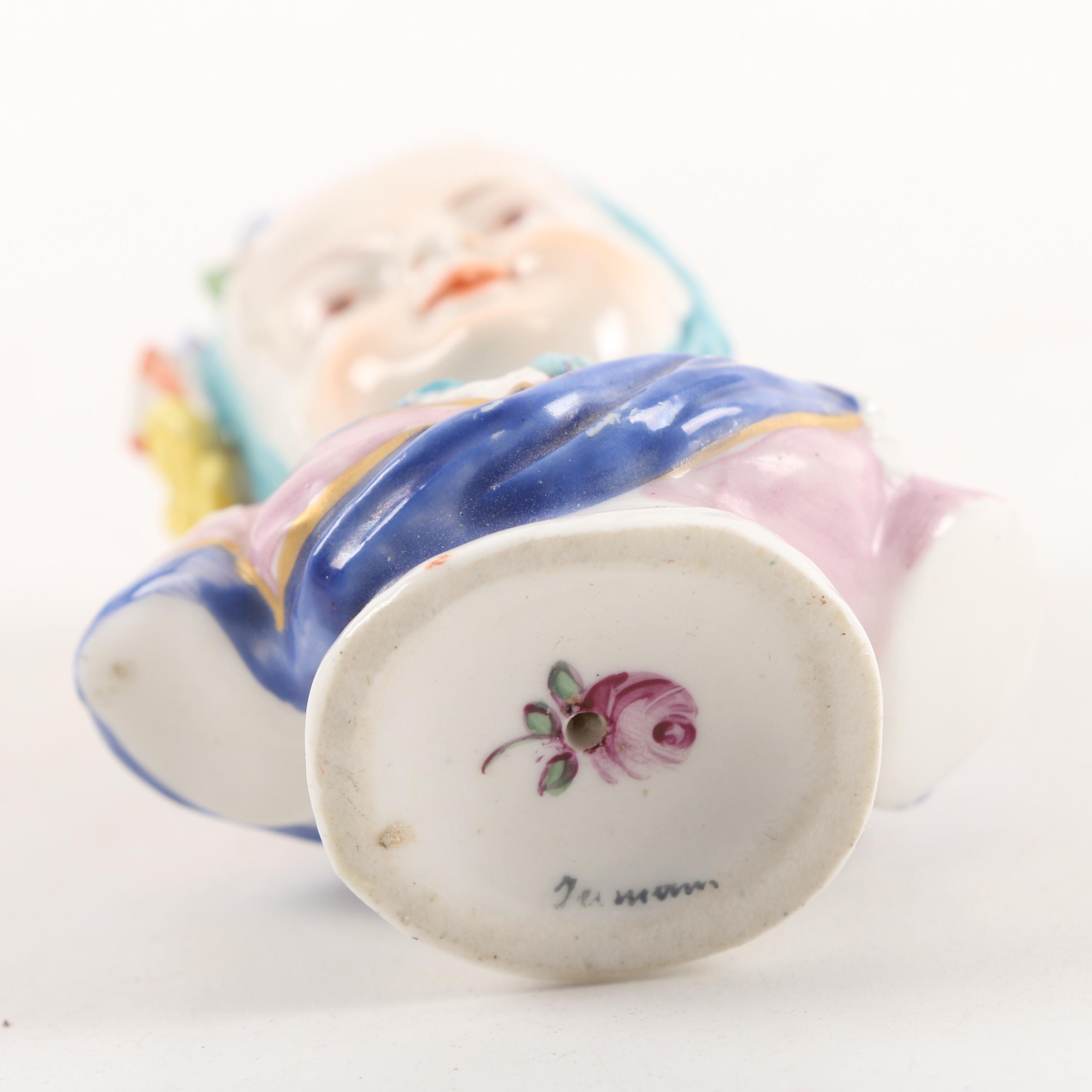 Vintage Russian Gzhel and Kewpie Style Ceramic Figurines