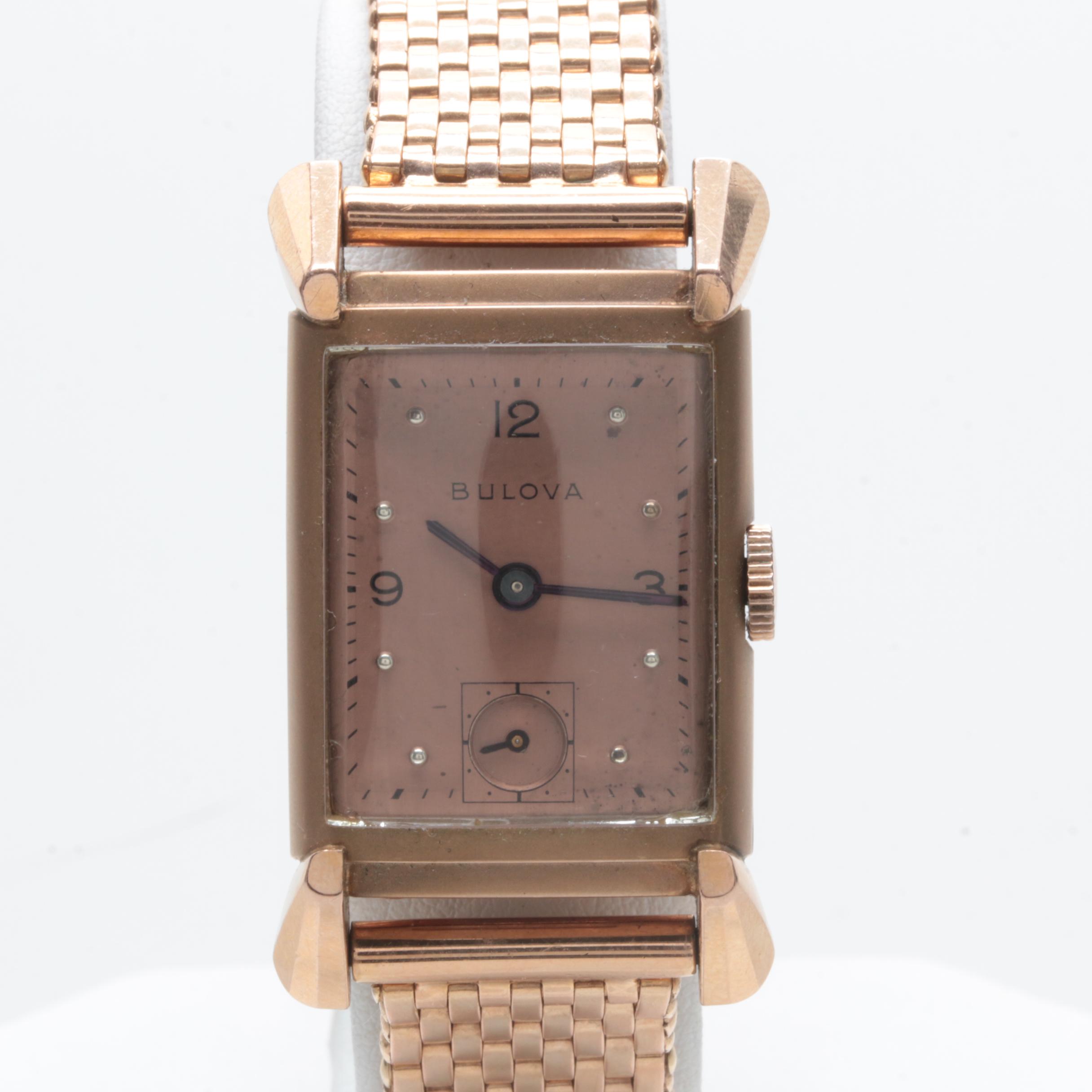 Circa 1940s Bulova 14K Rose Gold Watch