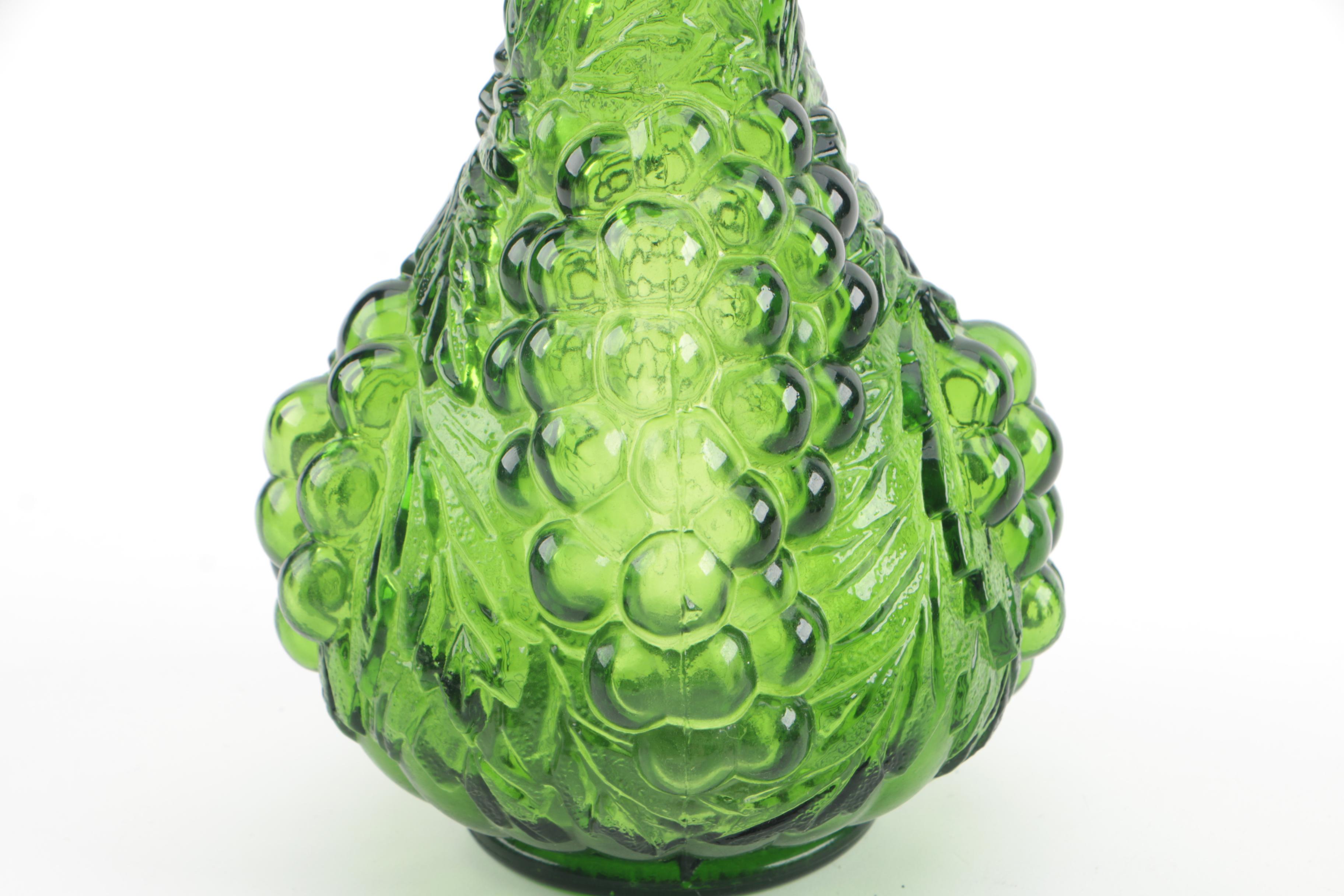 Vintage Imperial Glass "Vintage Grape Verde Green" Decanter and Tumblers