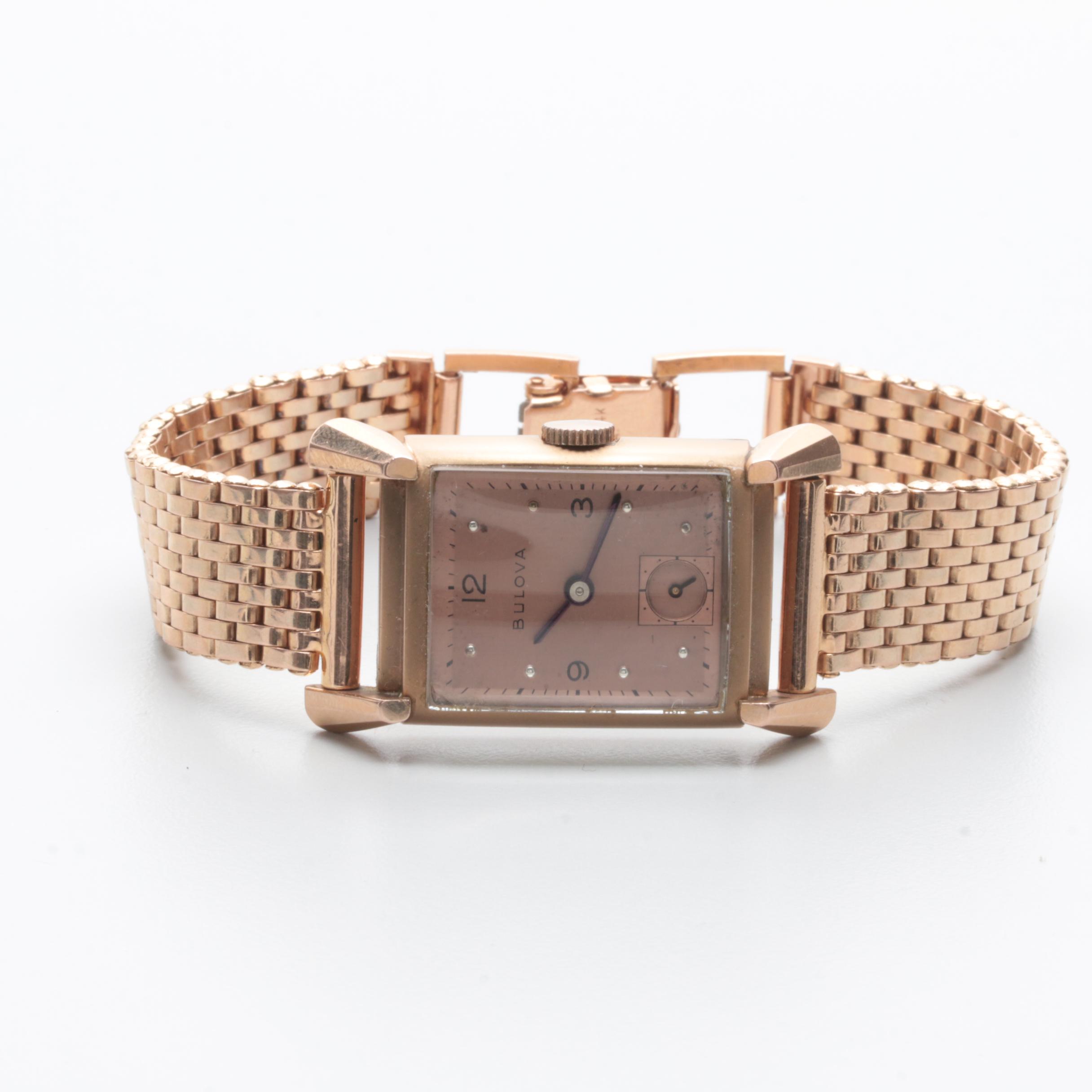 Circa 1940s Bulova 14K Rose Gold Watch