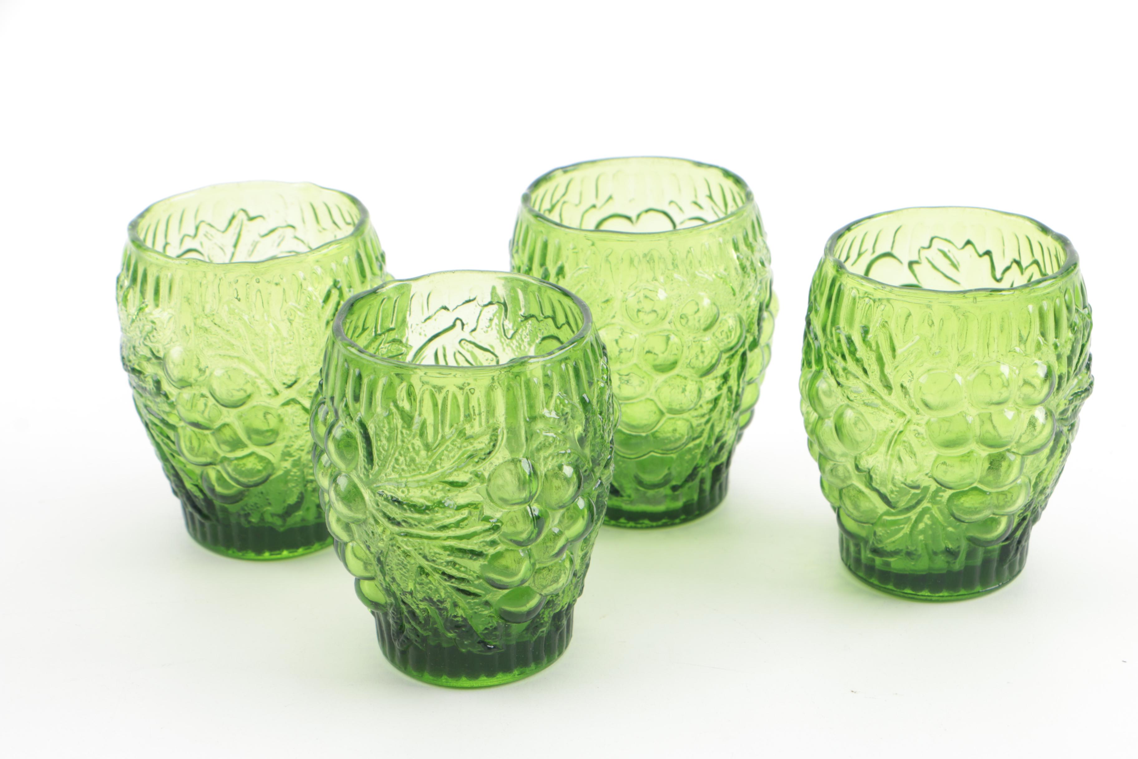 Vintage Imperial Glass "Vintage Grape Verde Green" Decanter and Tumblers