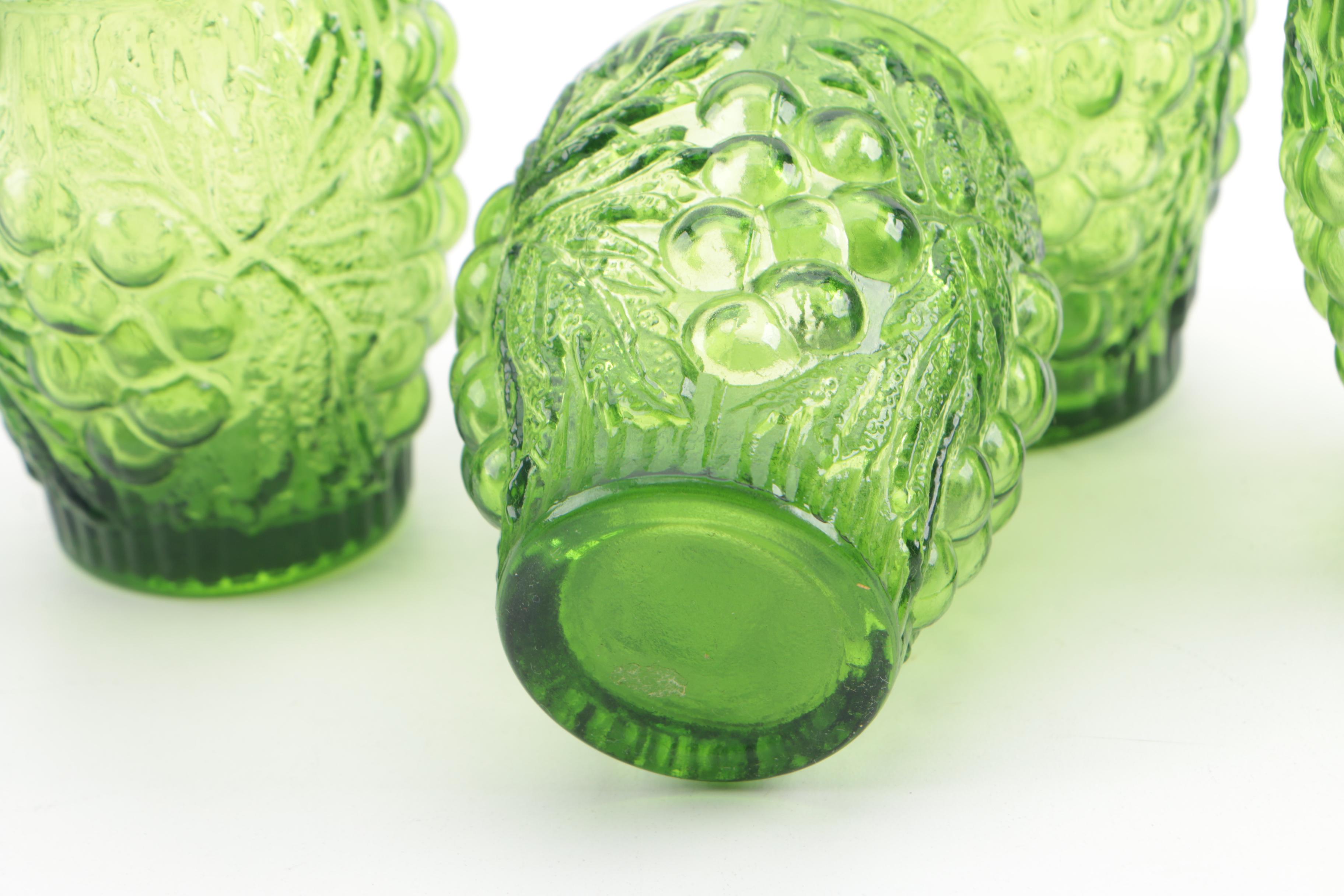 Vintage Imperial Glass "Vintage Grape Verde Green" Decanter and Tumblers