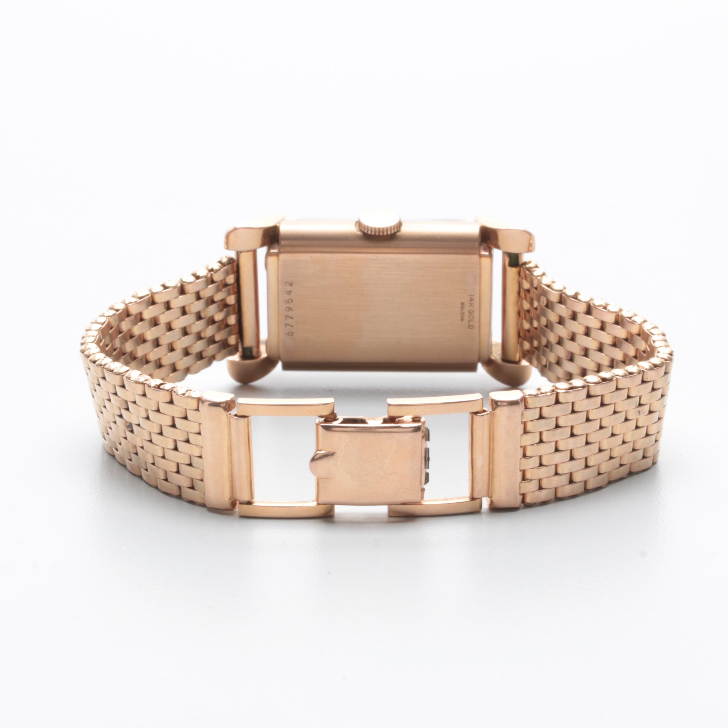 Circa 1940s Bulova 14K Rose Gold Watch