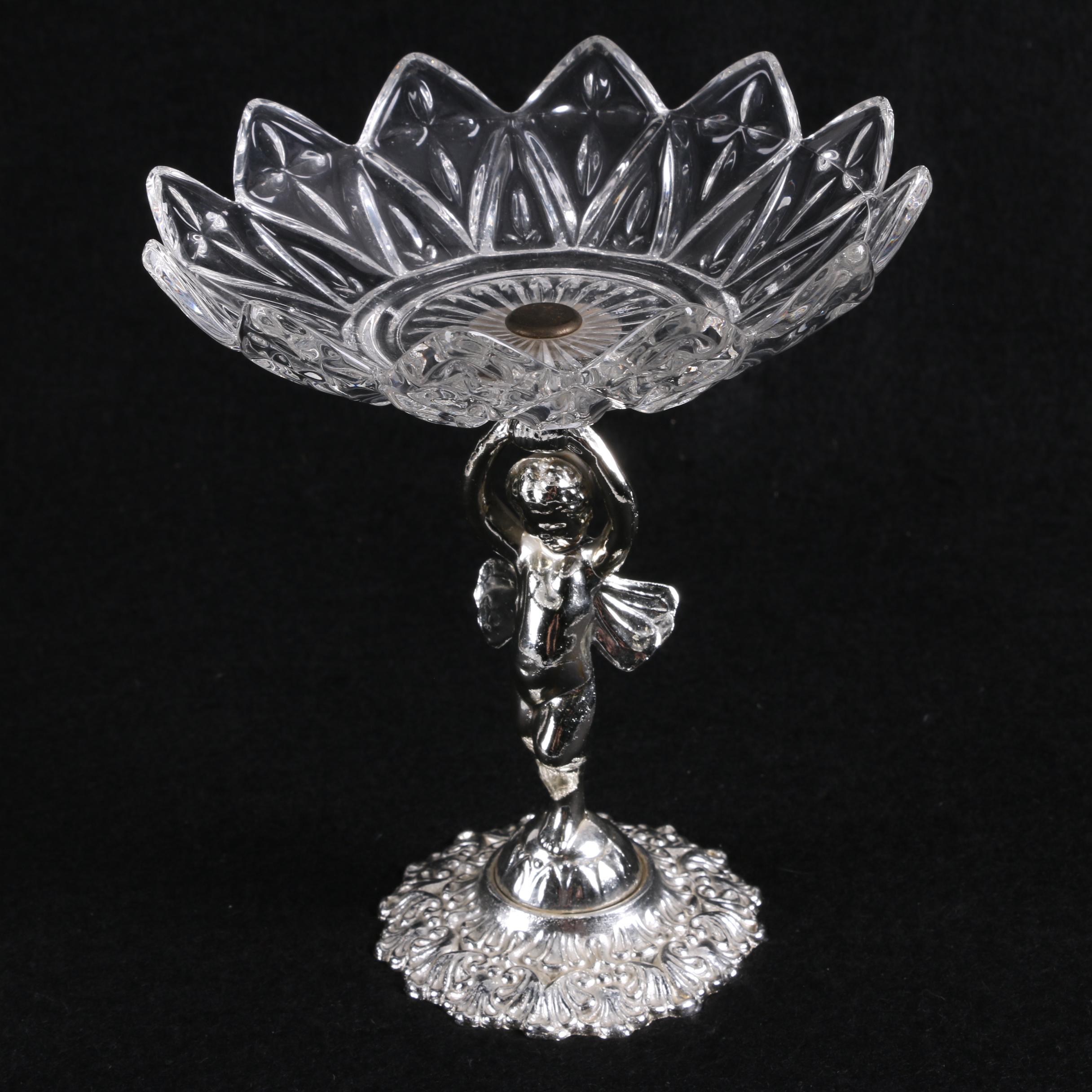 Floral and Figural Glass Tableware and Trinket Box