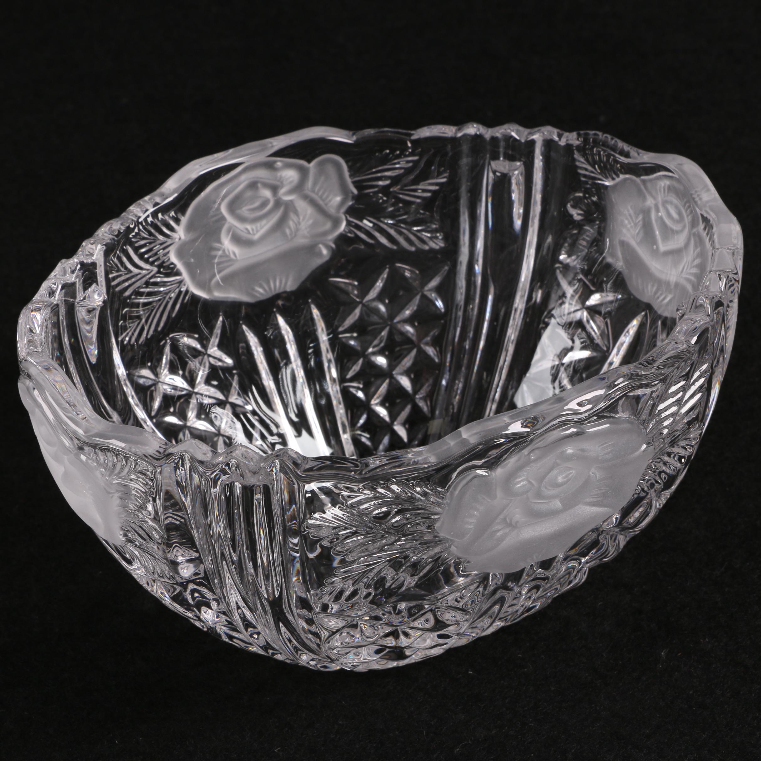 Floral and Figural Glass Tableware and Trinket Box