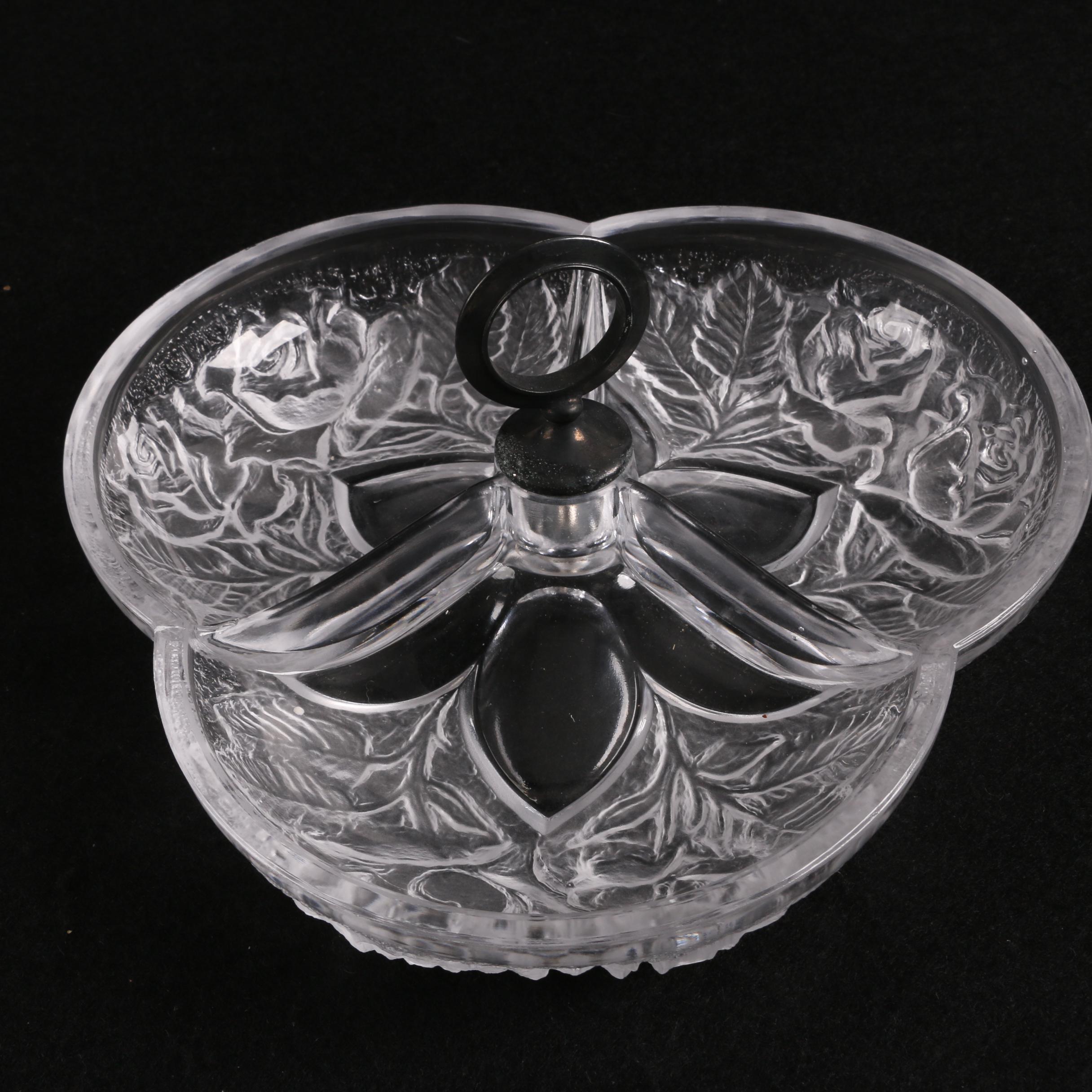 Floral and Figural Glass Tableware and Trinket Box