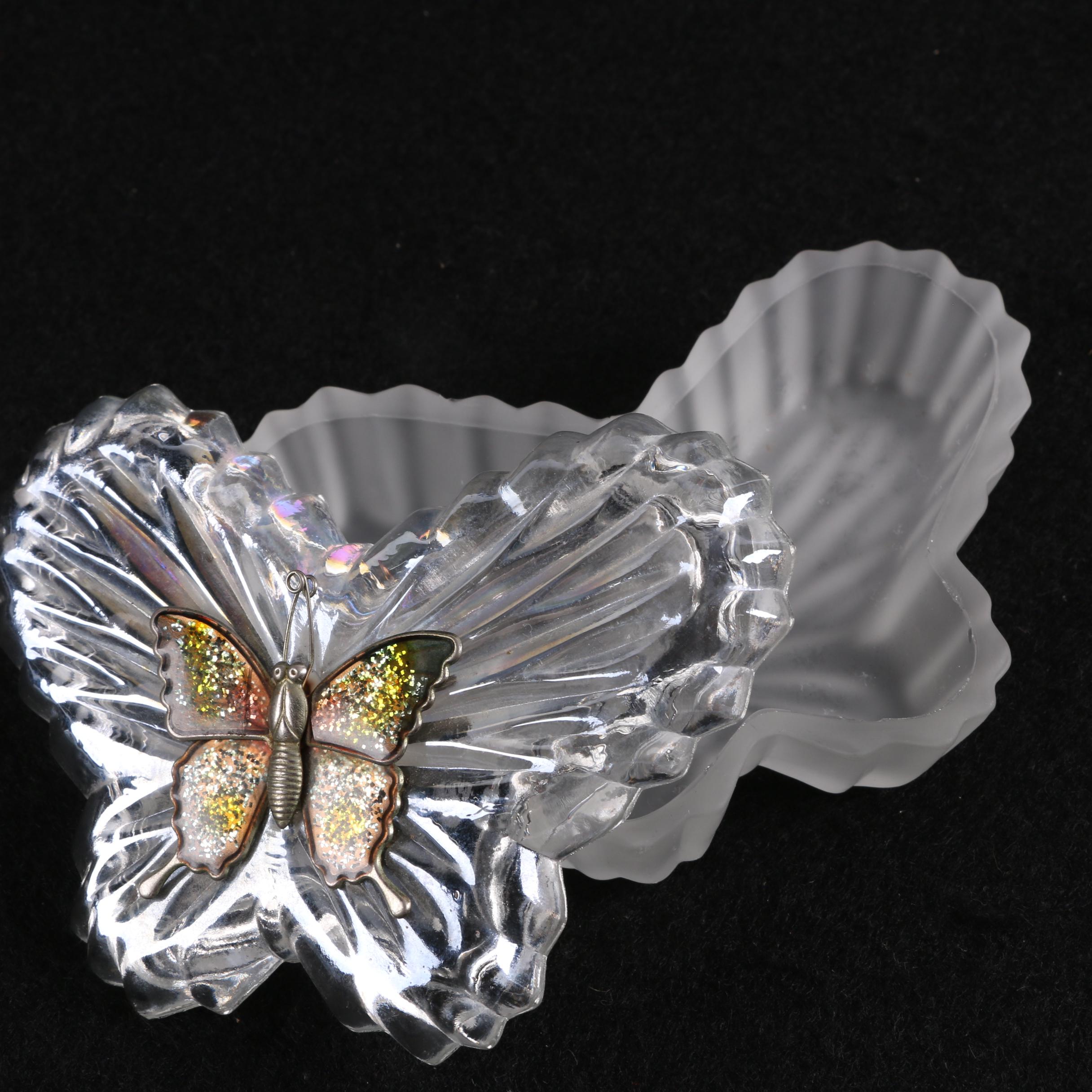 Floral and Figural Glass Tableware and Trinket Box