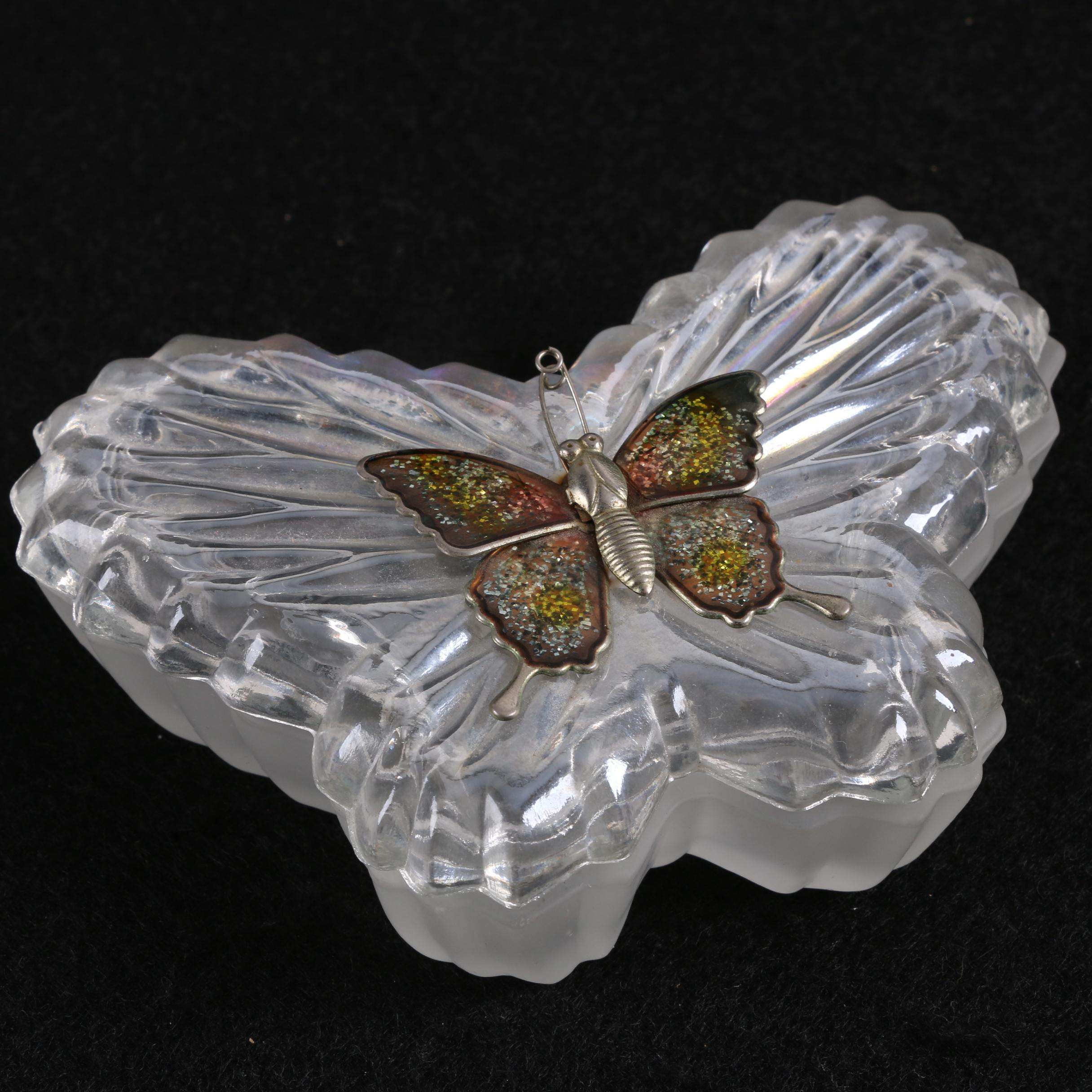 Floral and Figural Glass Tableware and Trinket Box