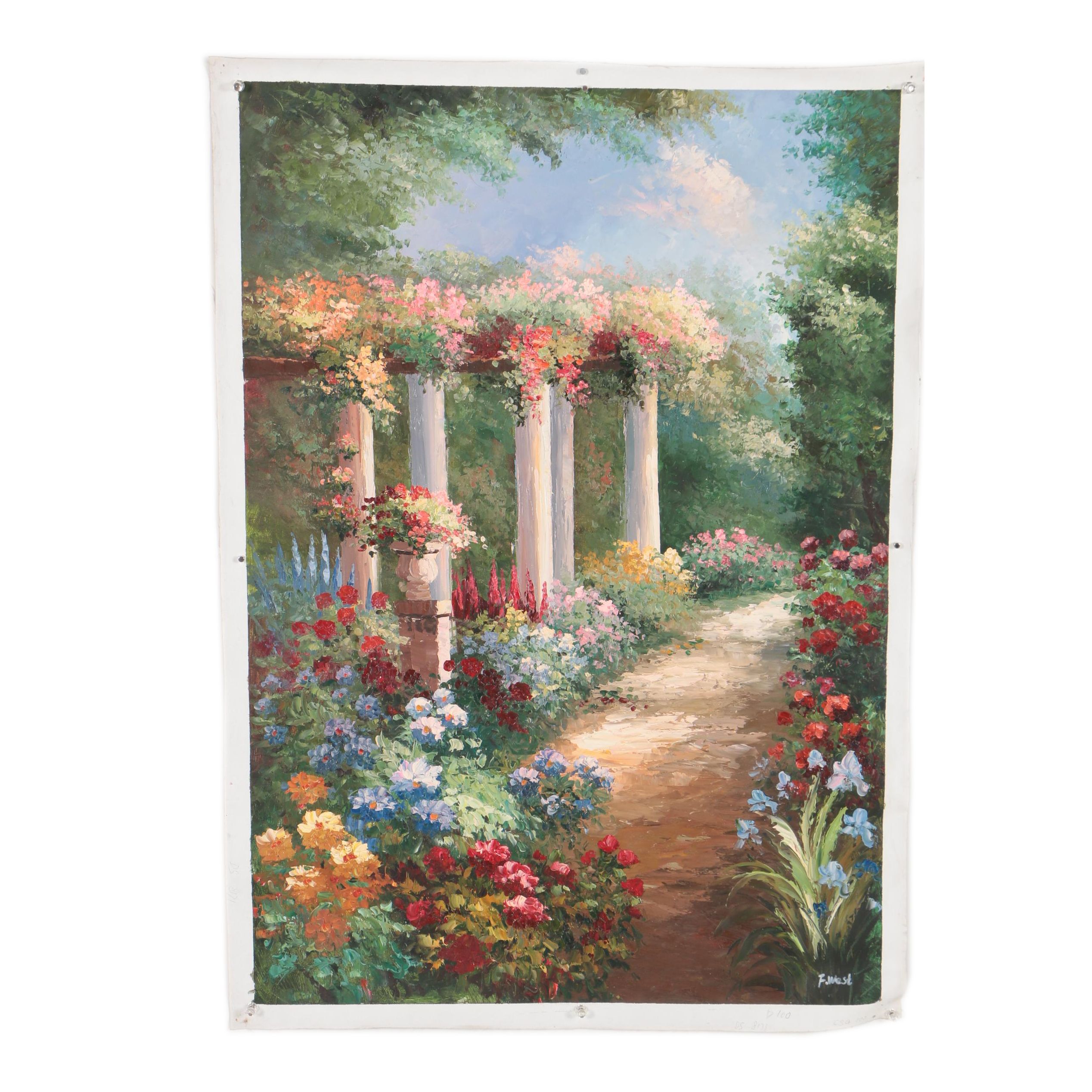 F. West Oil Painting of Garden Path