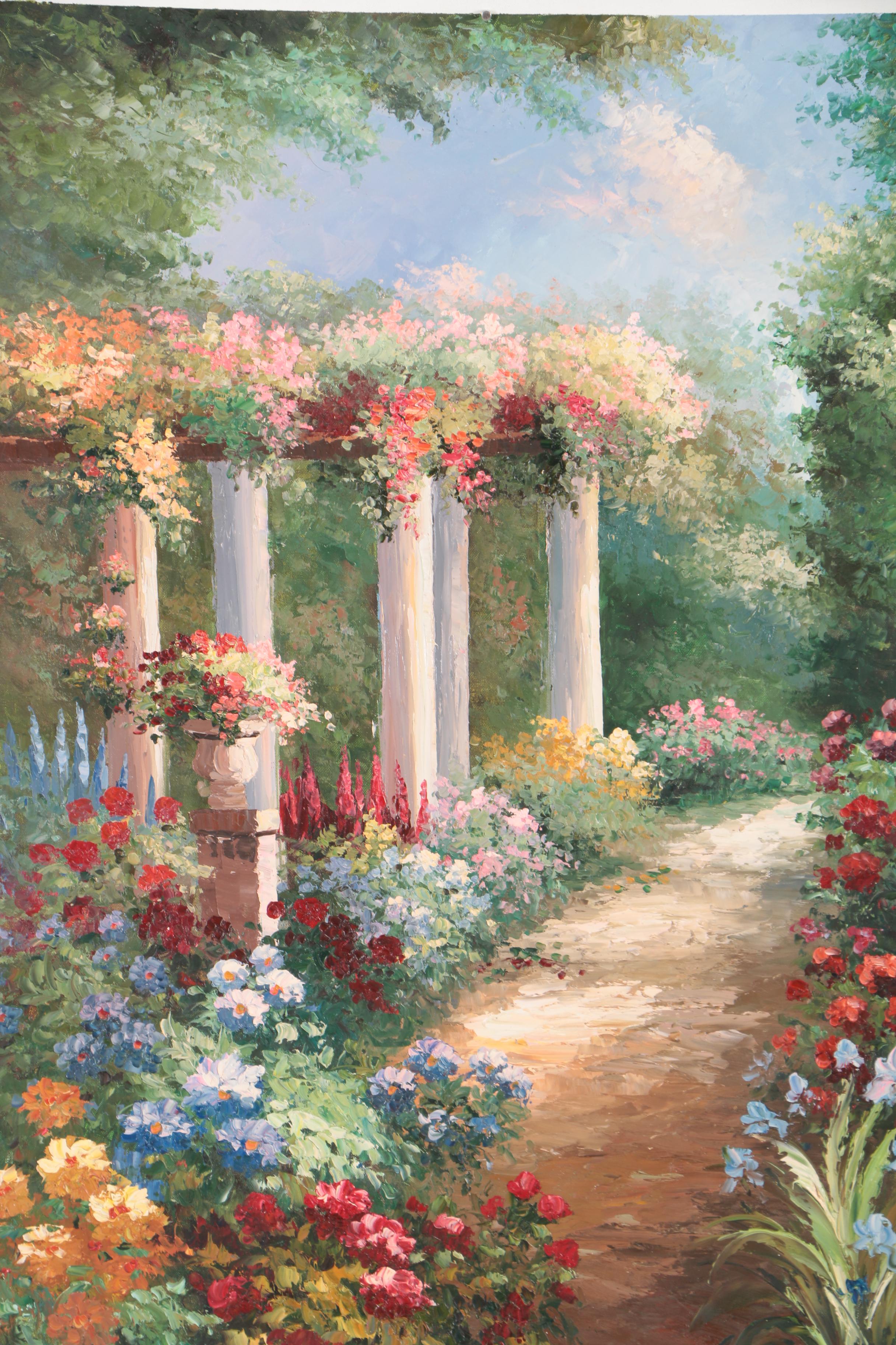 F. West Oil Painting of Garden Path