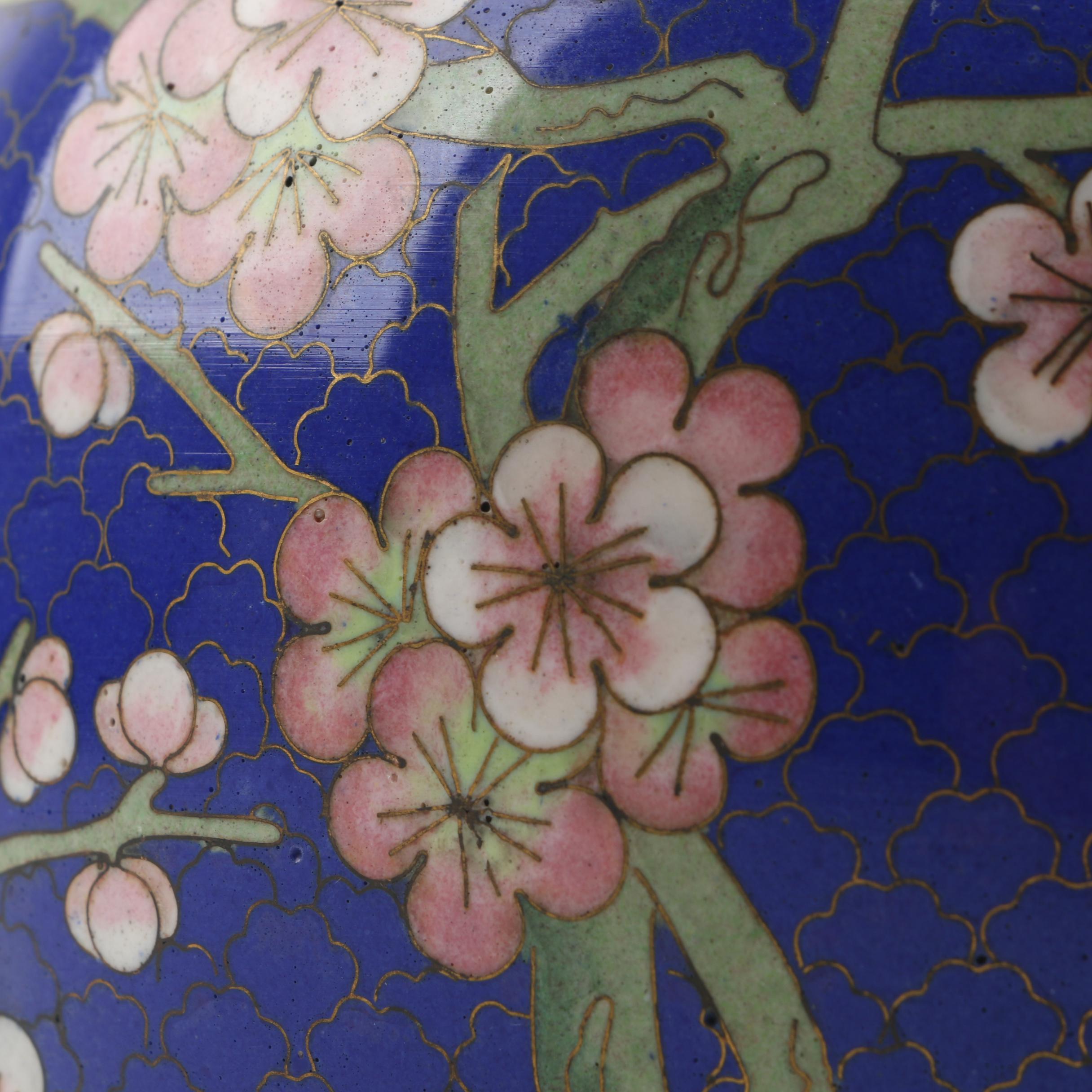 Chinese Plum Blossom Cloisonné Ginger Jar