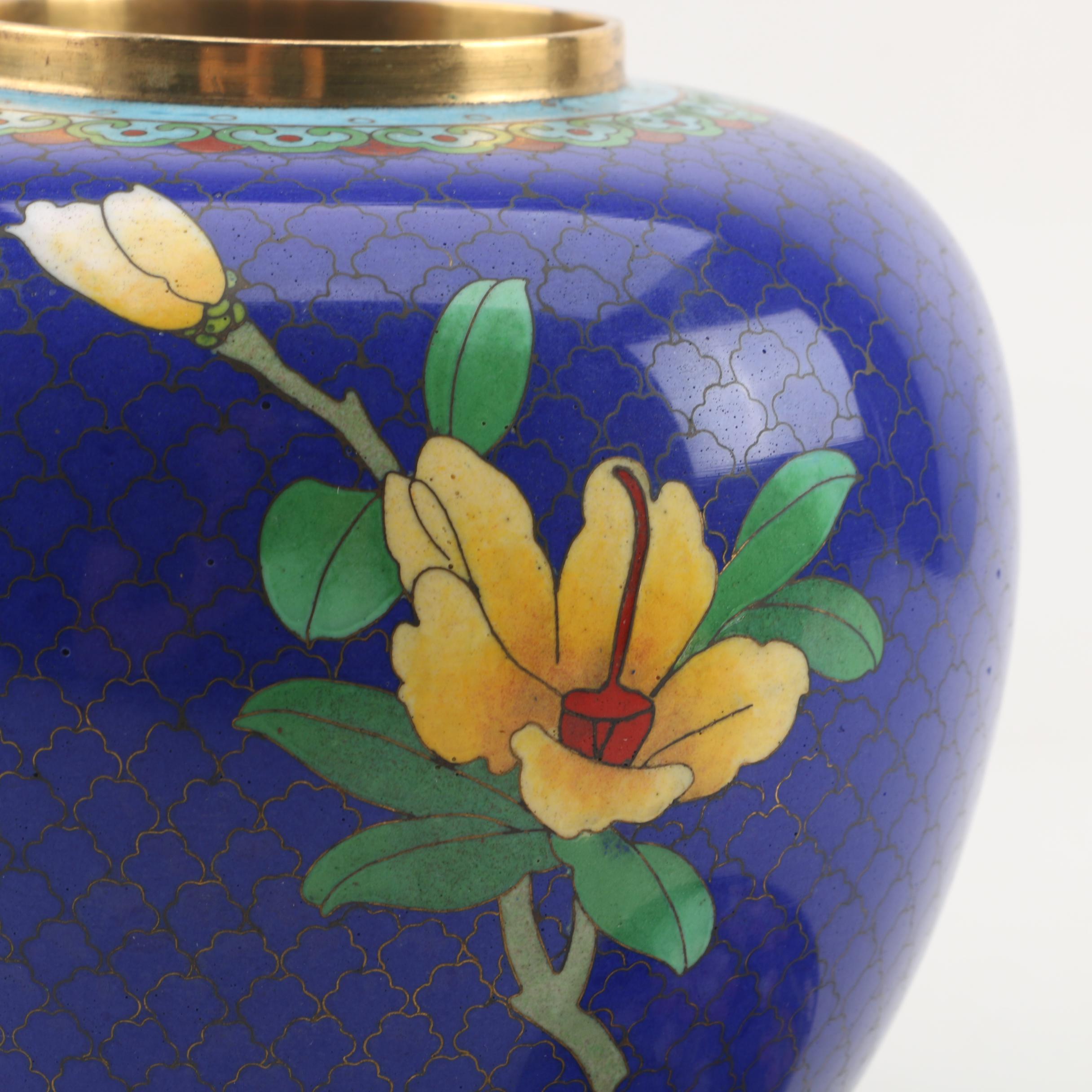Chinese Plum Blossom Cloisonné Ginger Jar