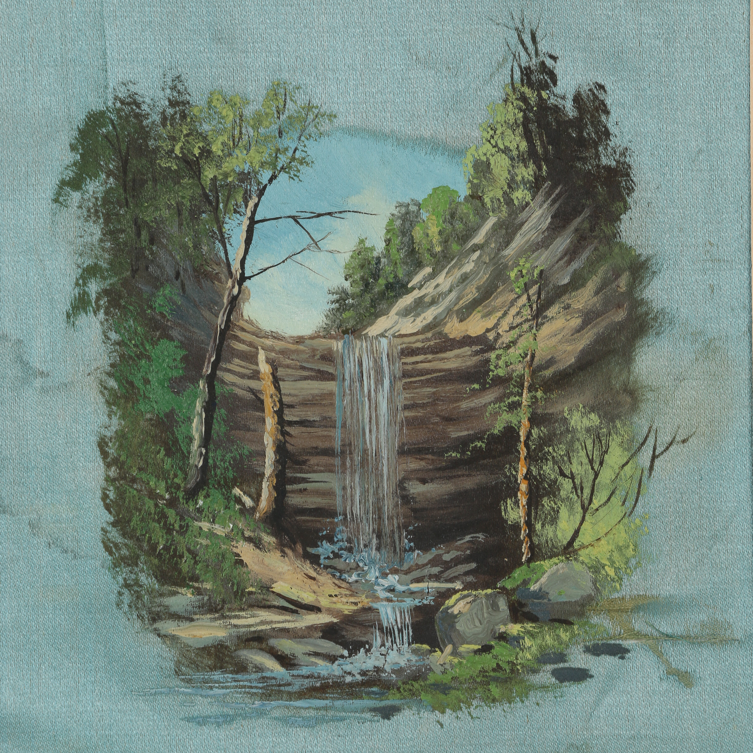 Late 20th Century Oil Paintings on Silk